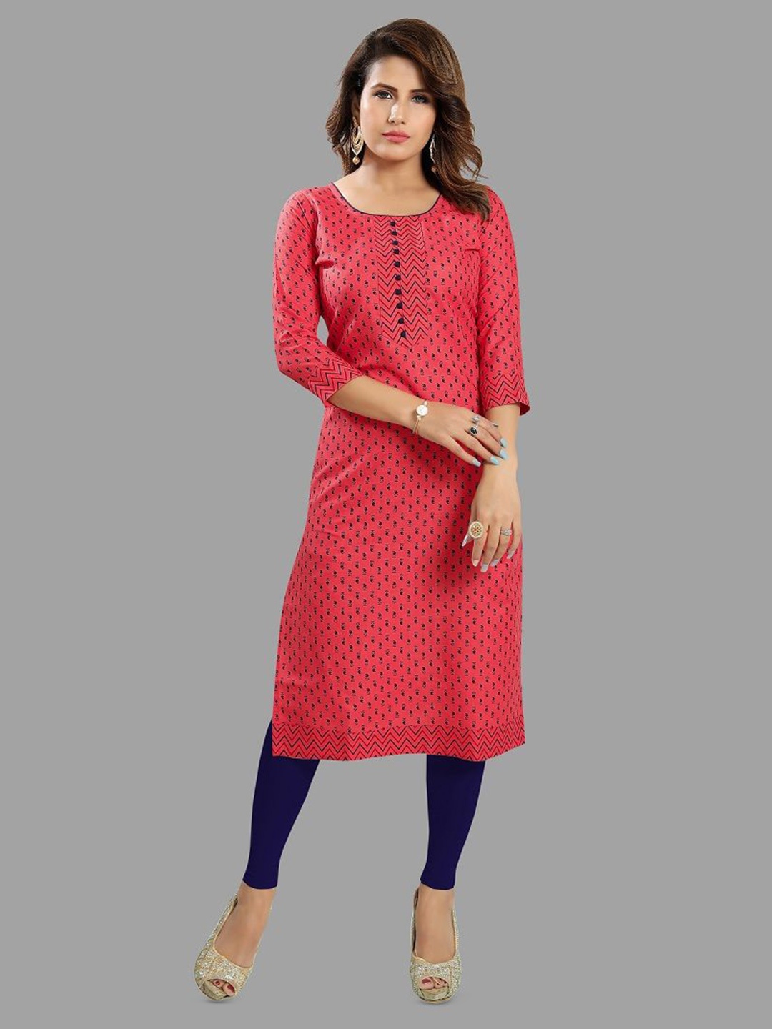 

DREAM & DZIRE Kalamkari Print Cotton Kurta, Pink