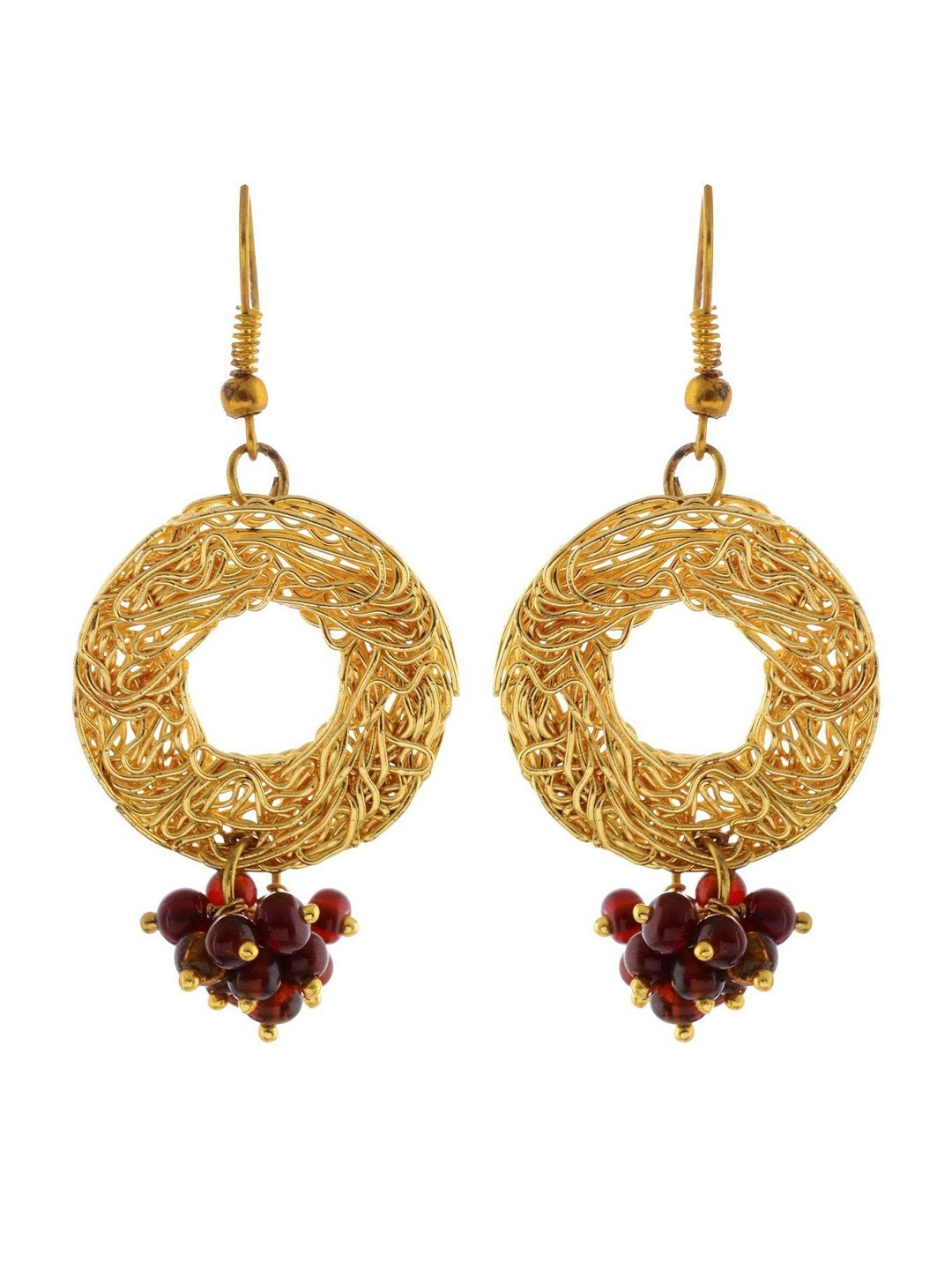 

BeAbhika Gold-Plated Mesh With Glass Beaded Contemporary Drop Earrings