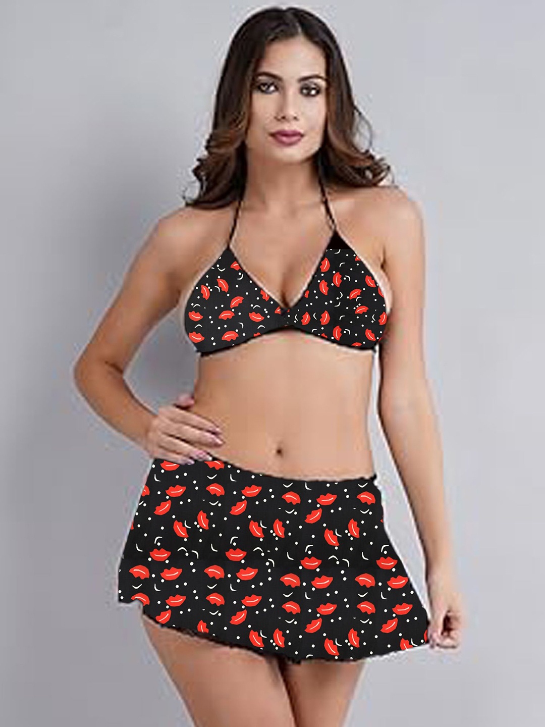 

chia fashions Modal Printed Baby Doll, Black