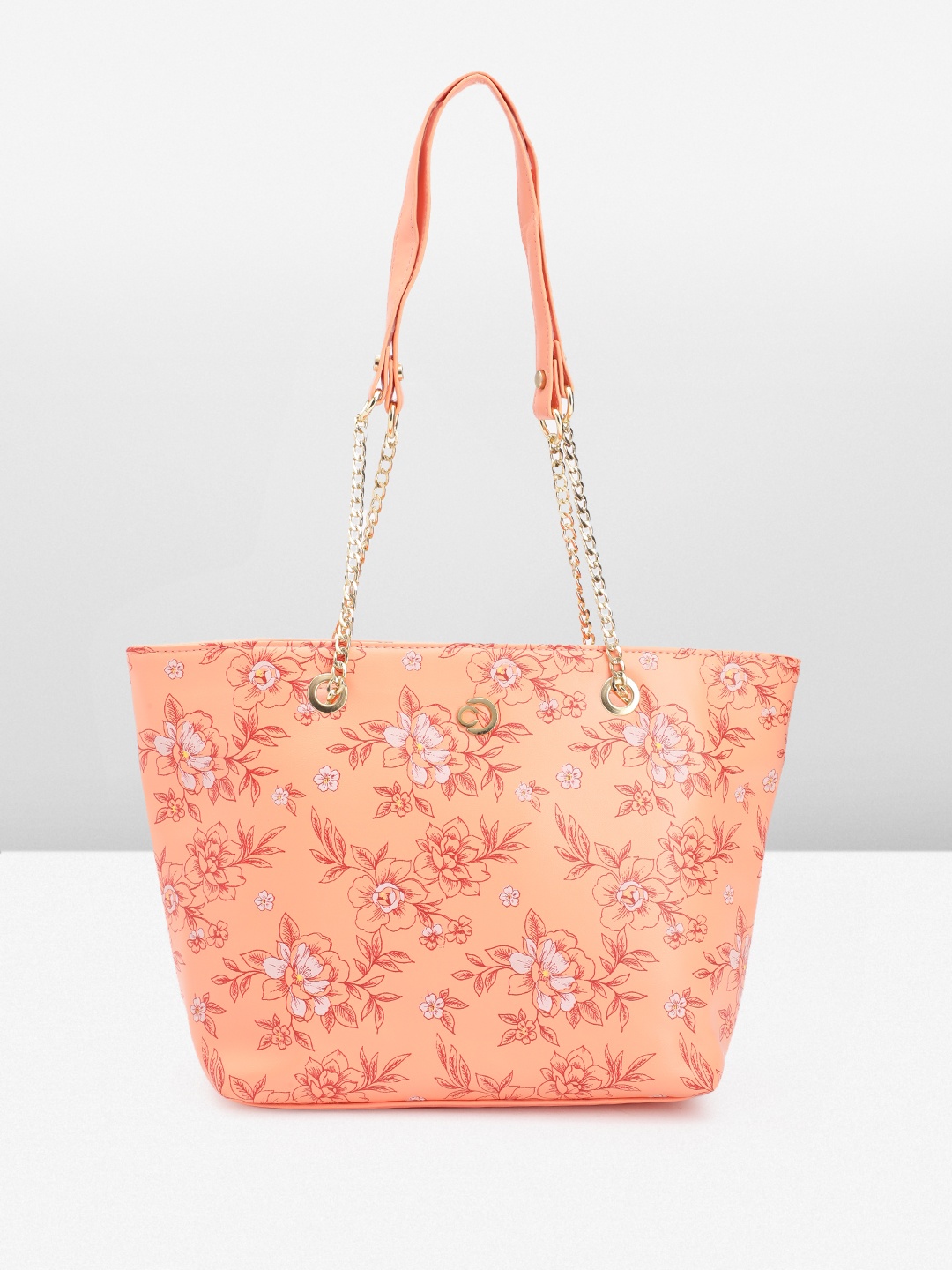 

Caprese Floral Print Structured Shoulder Bag, Peach