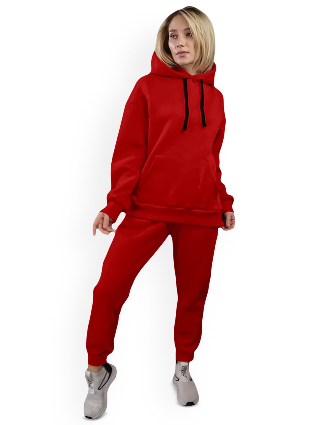

NOTWILD Women Hooded Cotton Tracksuits, Red