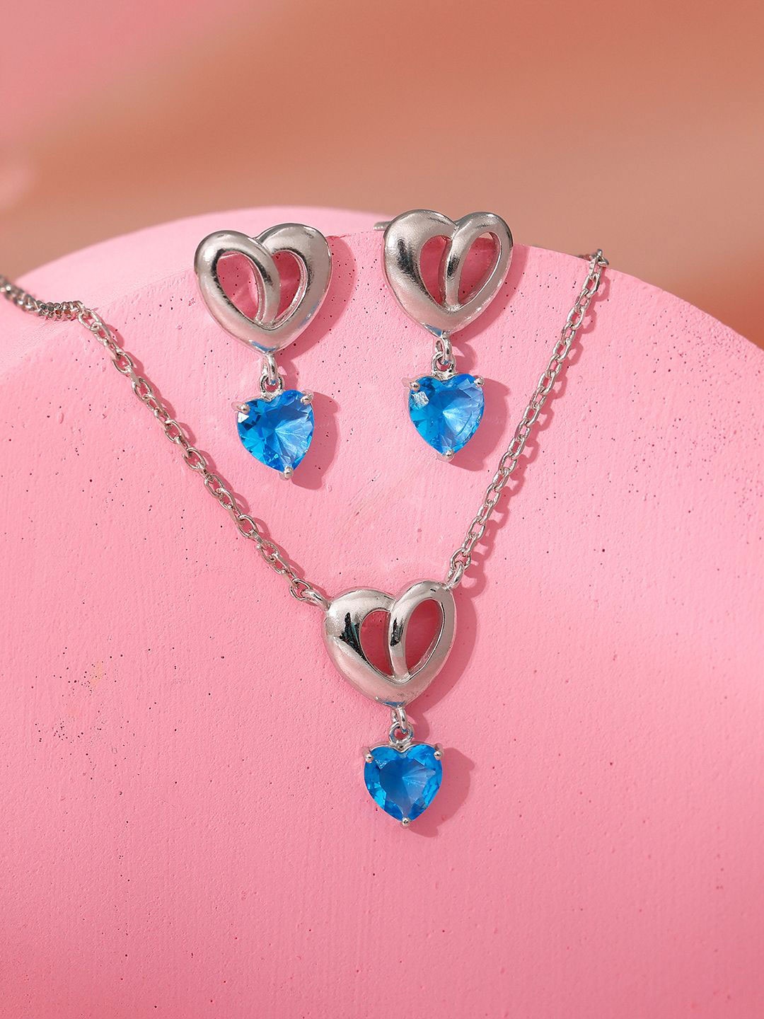 

GIVA 925 Silver Rhodium-Plated Cubic Zirconia Studded Adore Love Jewellery Set
