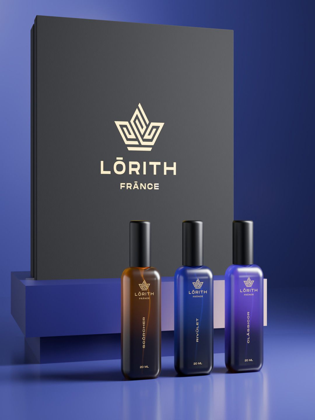 

LORITH FRANCE Men Set Of 3 Scorcher, Rivolet, Classicor EDP - 20 ml Each, Black