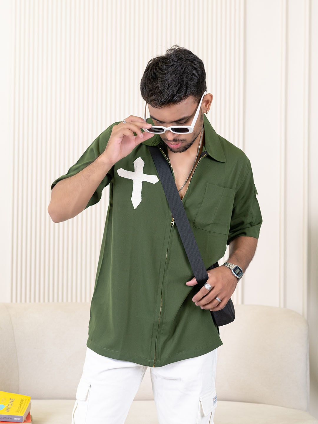 

Tistabene Men Original Opaque Striped Casual Shirt, Green