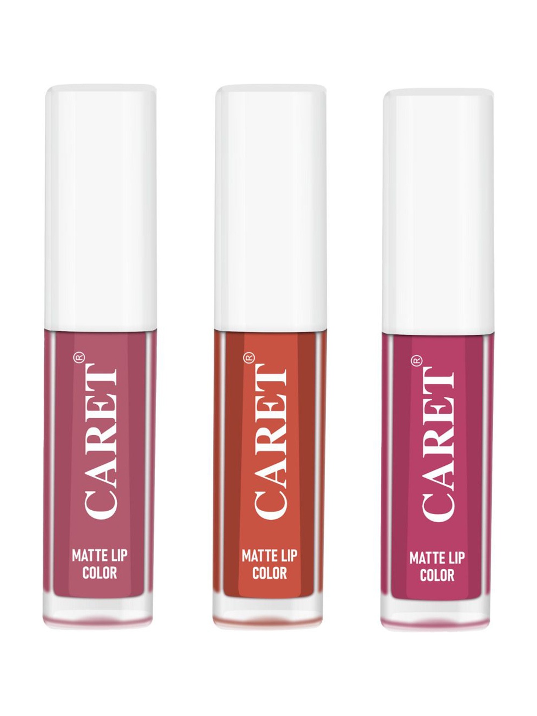 

CARET ORGANIC Set Of 3 Super-Pigmented Liquid Matte Lipsticks - 2 ml Each - 2 - 6 - 8, Pink