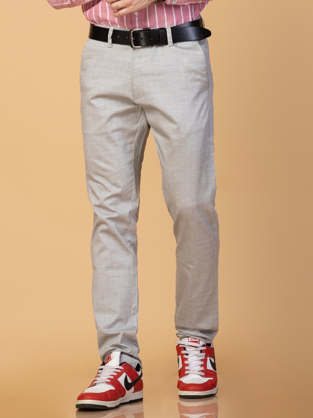 

Monterrey SF Men Printed Smart Slim Fit Easy Wash Trousers, Grey