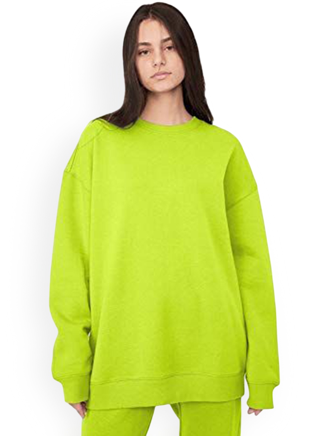 

NOTWILD Women Round Neck Mid-Rise Track Suit, Fluorescent green
