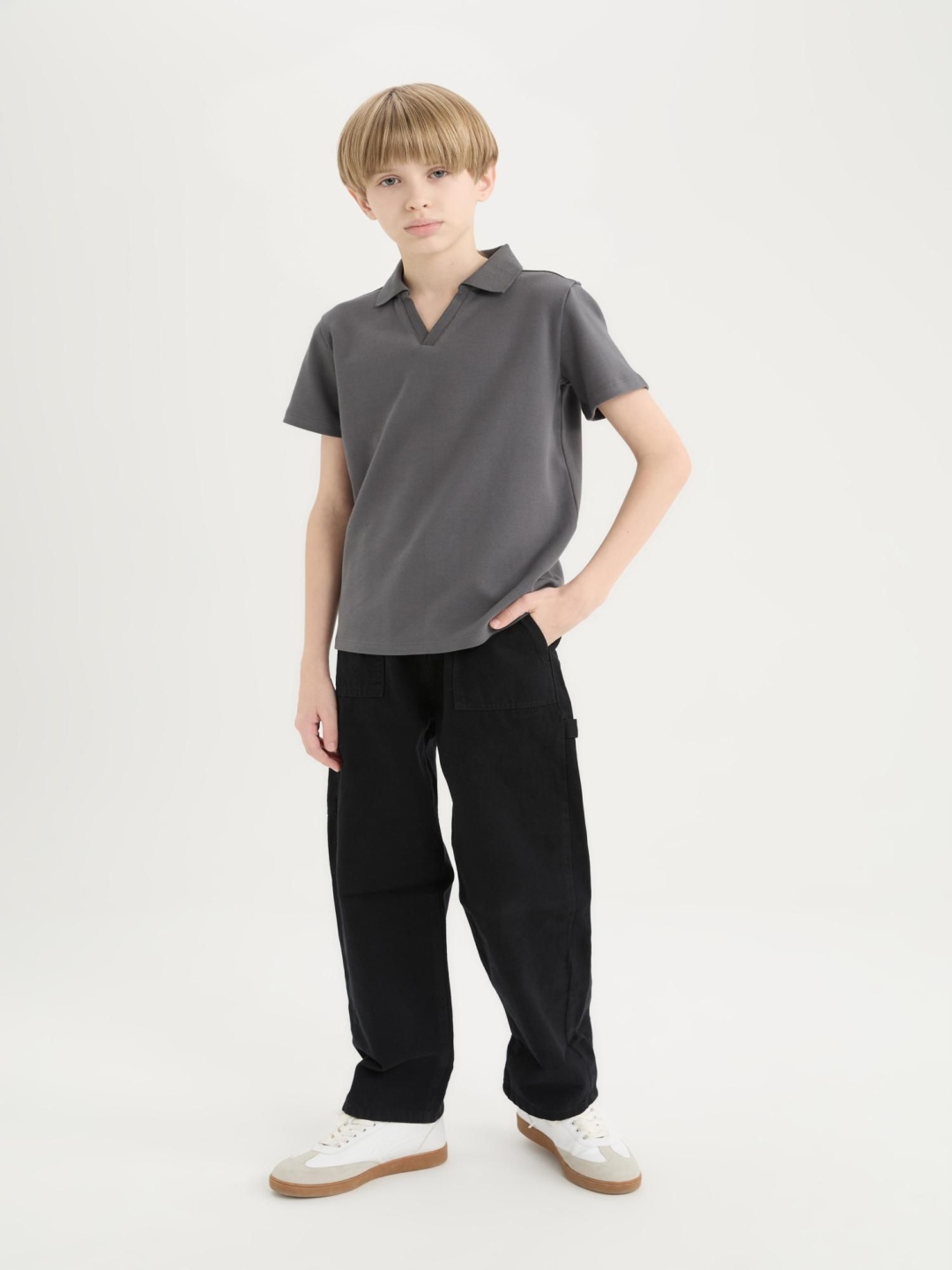 

DeFacto Boys Regular Fit Cotton Trousers, Black