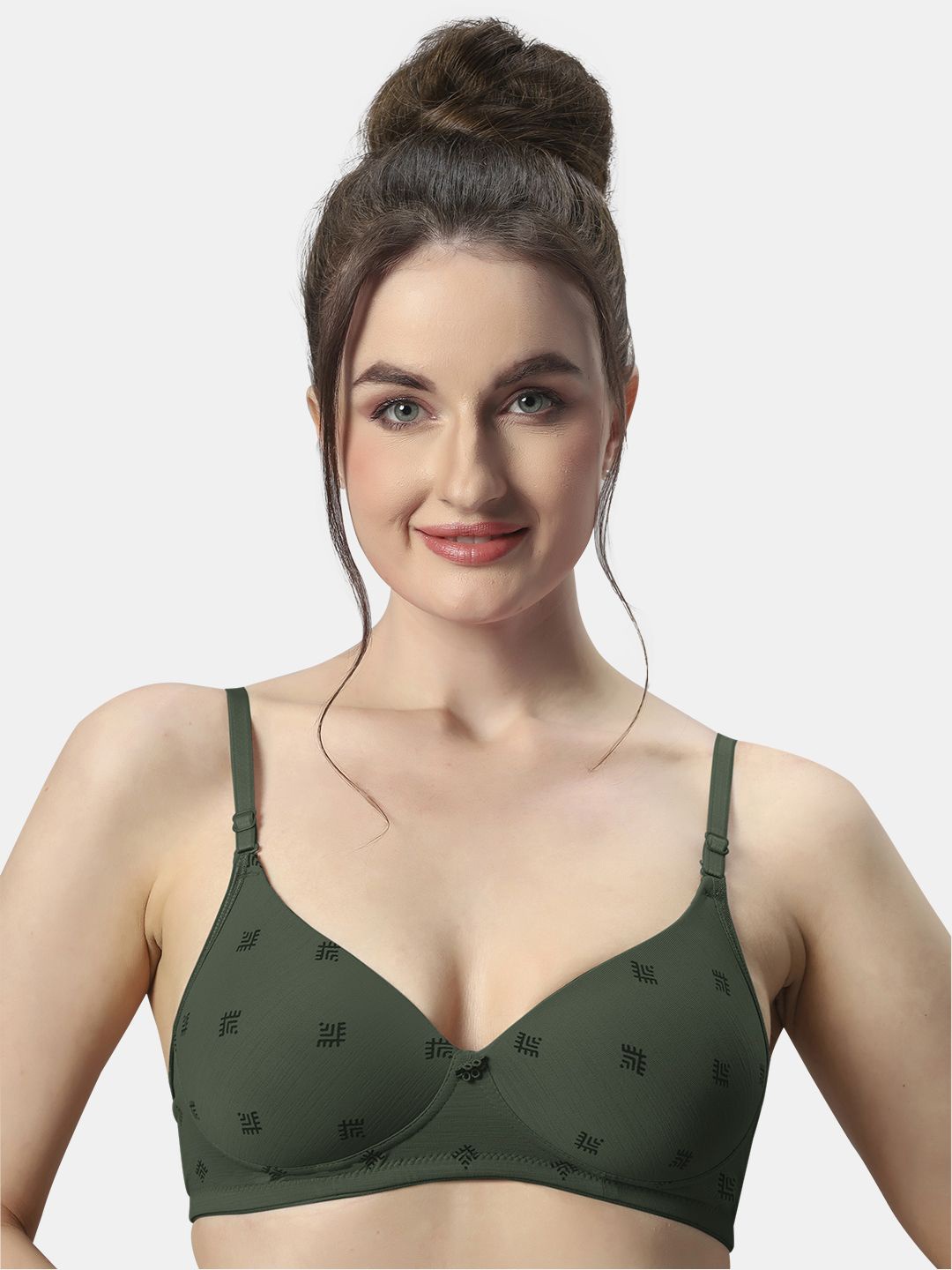 

Sonari Women Printed Full Coverage Lightly Padded T-shirt Bra, Green