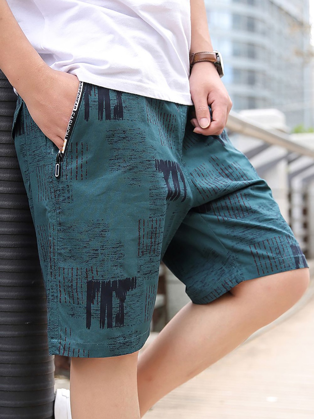 

StyleCast x Revolte Men Printed Shorts, Green