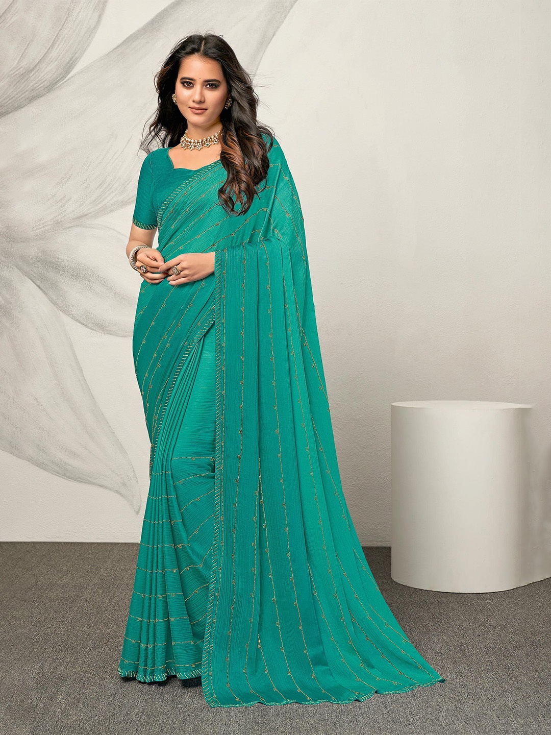 

Laxmipati Embellished Beads and Stones Saree, Blue