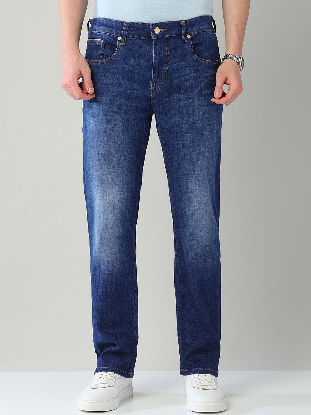 

AD By Arvind Men Heavy Fade Mid-Rise Jeans, Blue