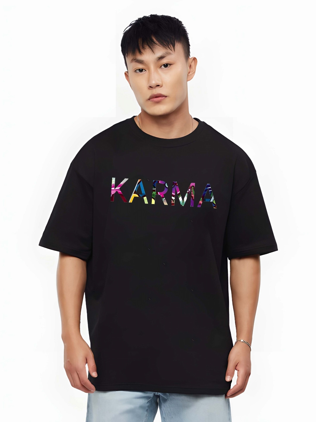 

BOWLIFESTYLE Men Typography Printed Round Neck Cotton Relaxed Fit T-shirt, Black