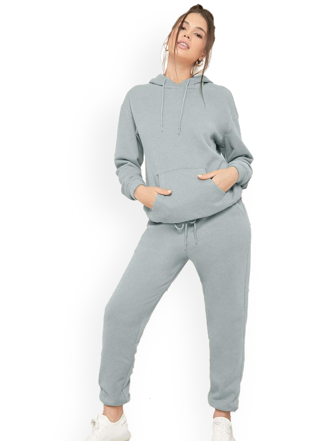 

NOTWILD Women Hooded Cotton Tracksuits, Grey
