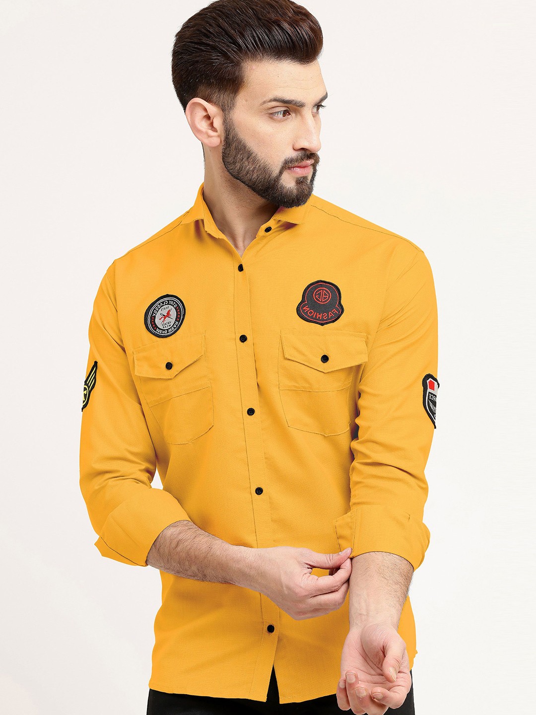 

WOXEN Men Original Opaque Casual Shirt, Yellow