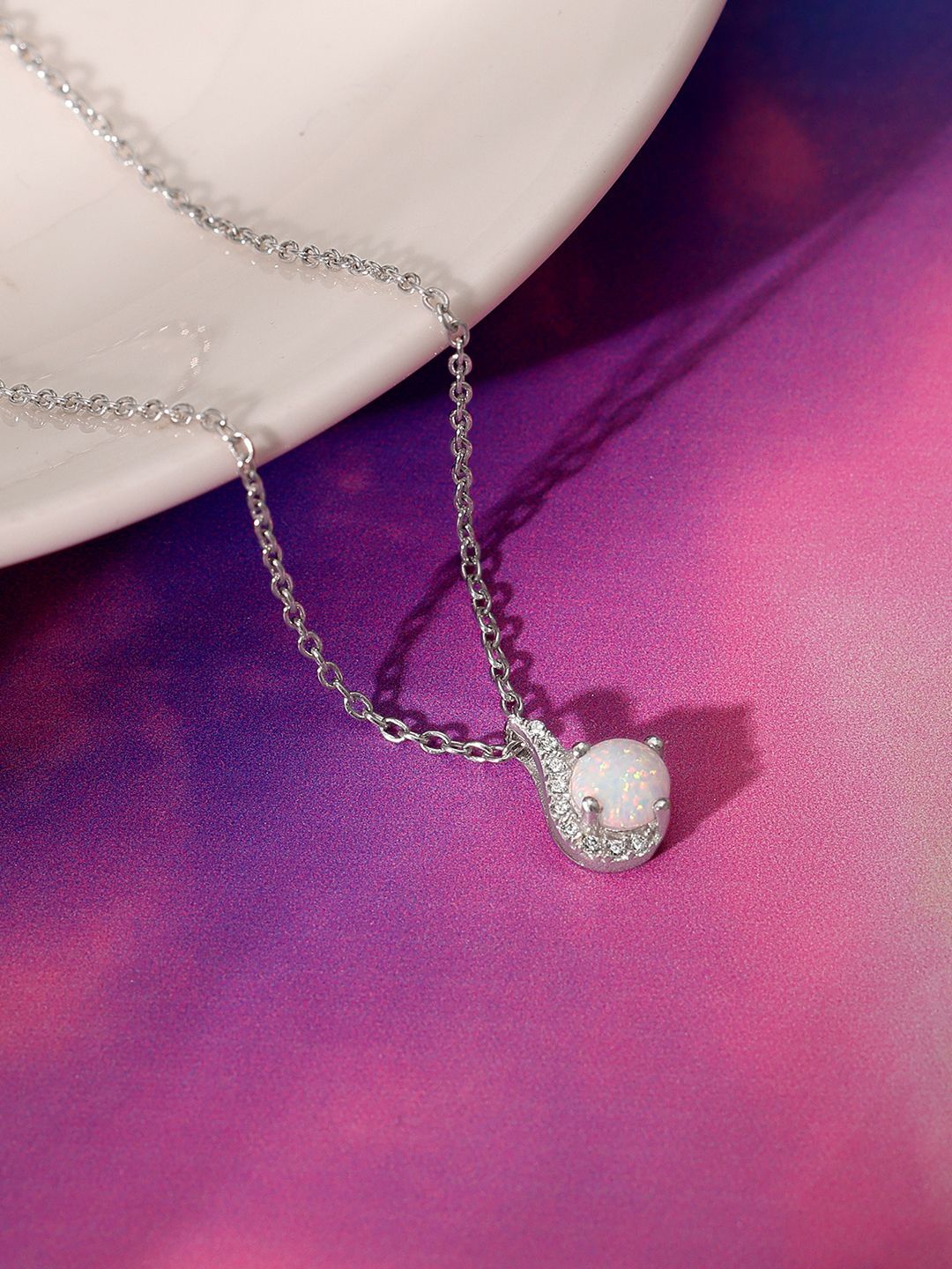

GIVA Rhodium-Plated Contemporary Pendants with Chains, Silver