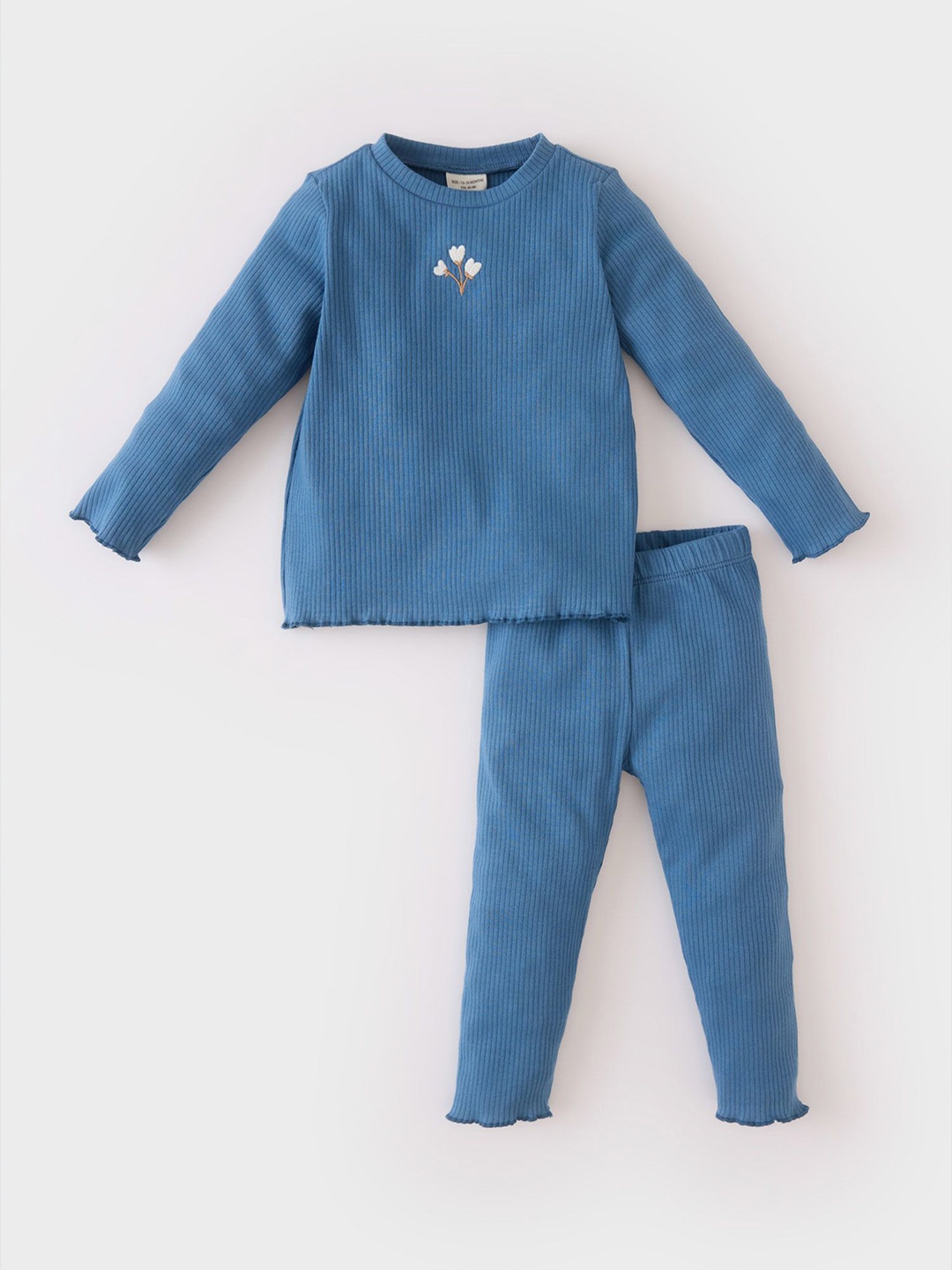 

DeFacto Girls Pure Cotton Long Sleeves T-Shirt With Trousers, Blue
