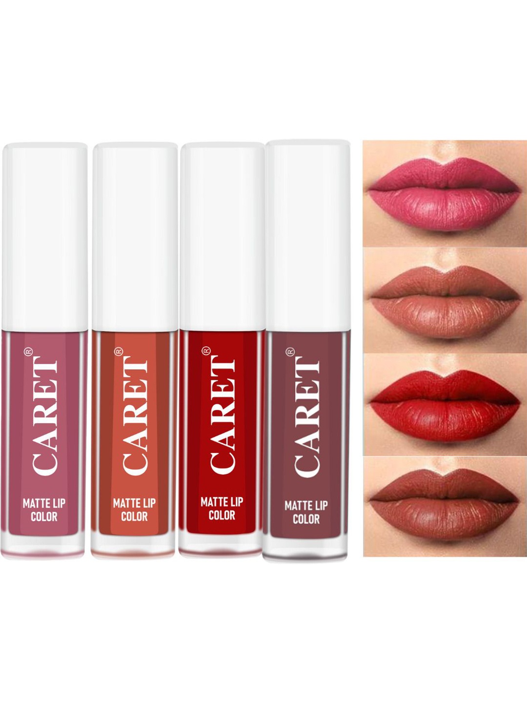 

CARET ORGANIC Set Of 4 Super-Pigmented Liquid Matte Lipsticks - 8 ml - 2 - 6 - 3 - 1, Red