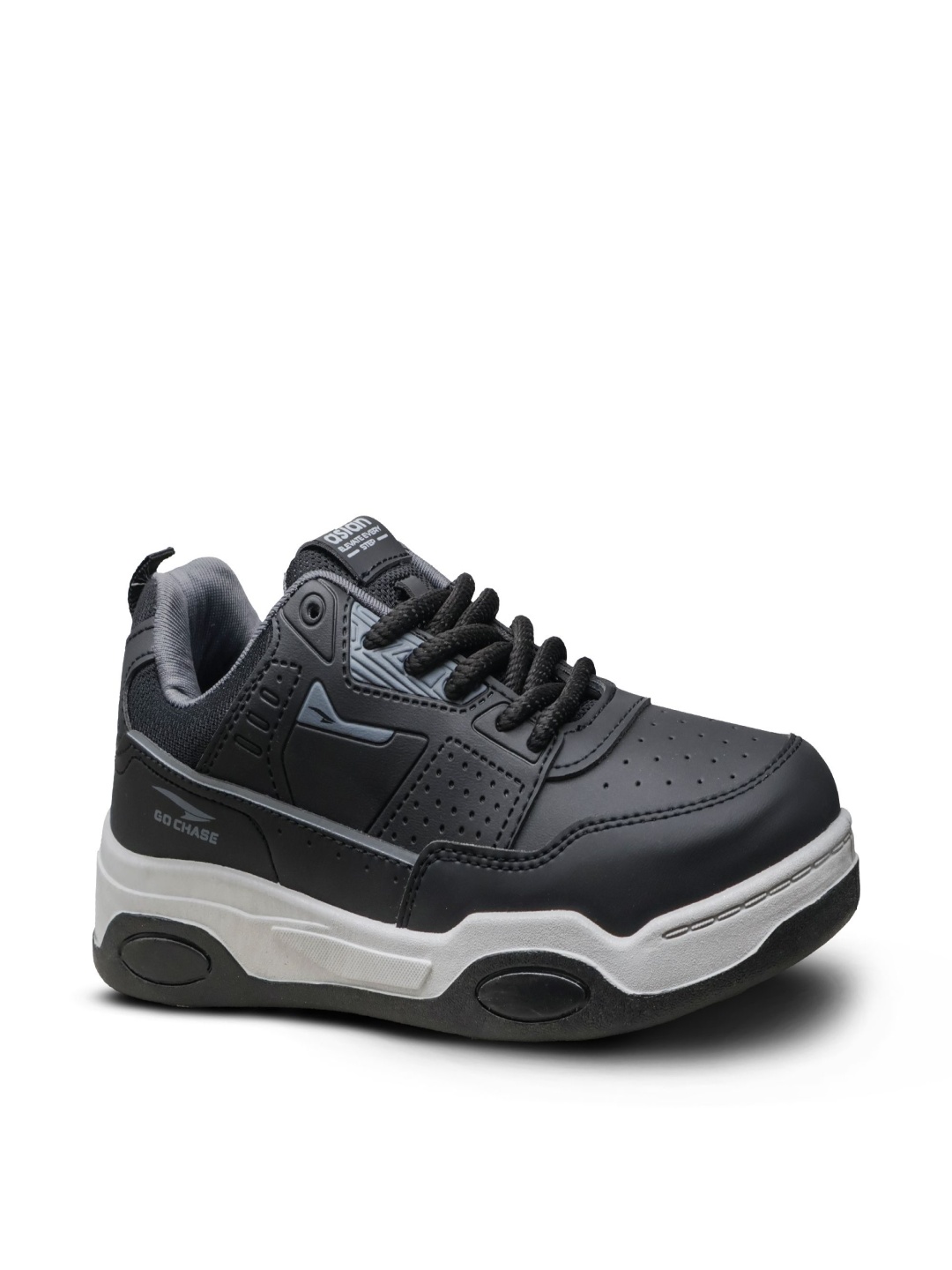 

ASIAN Men Round Toe Lace-Ups Sneakers, Black