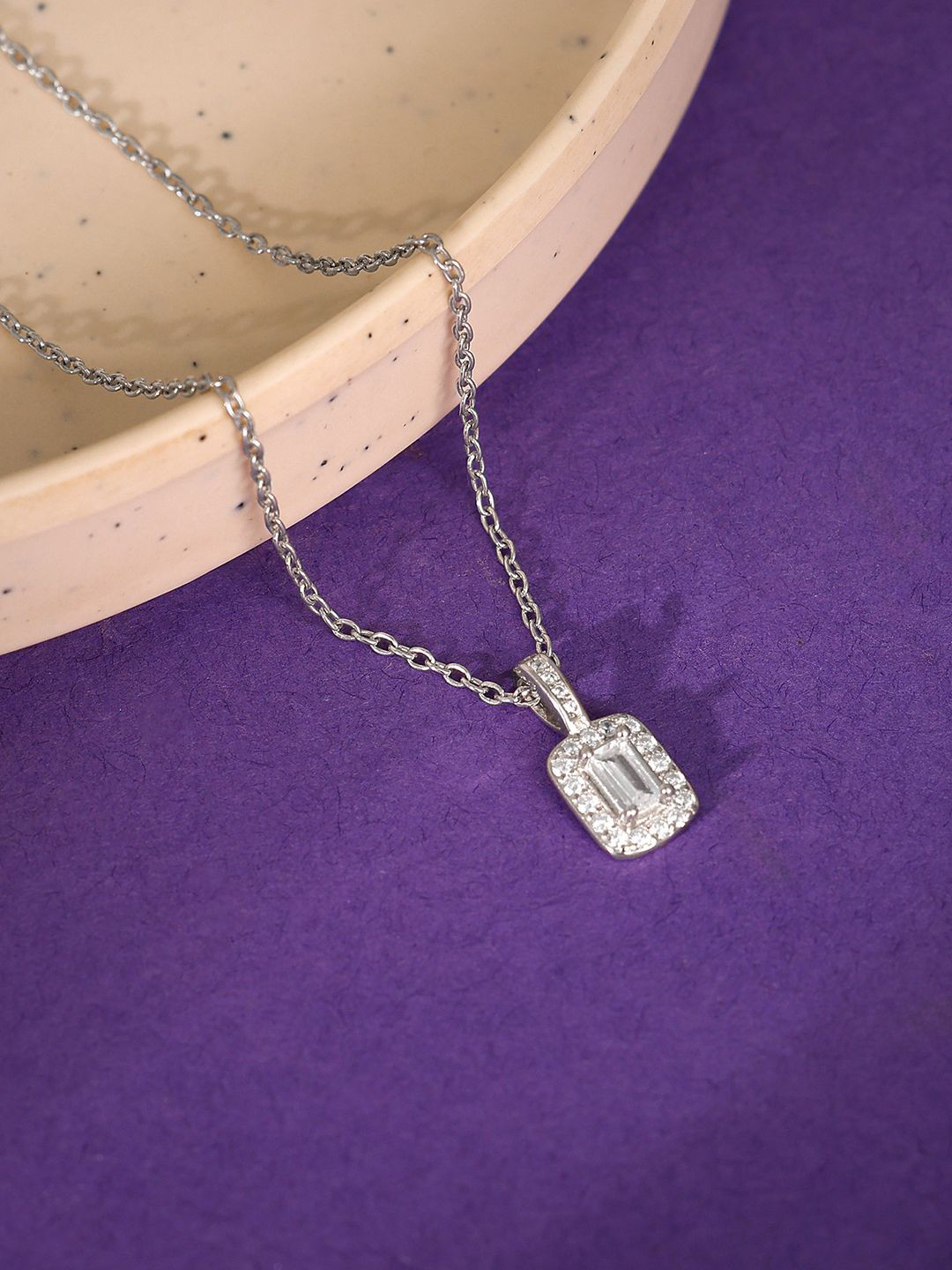 

GIVA Rhodium-Plated Contemporary Pendants with Chains, Silver