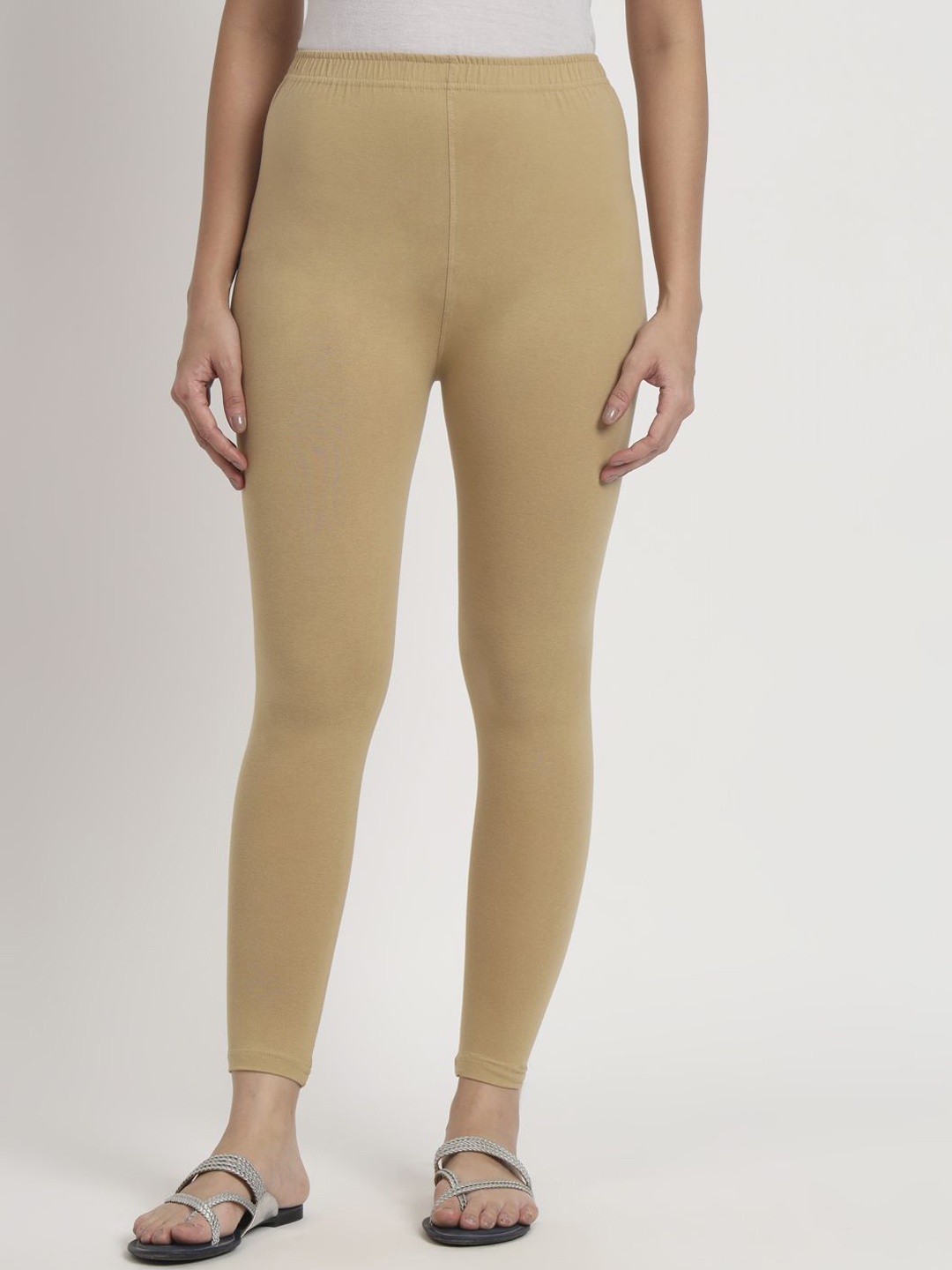 

Thread Plus Women Ankle Length Super Stretchable Solid Cotton Leggings, Brown