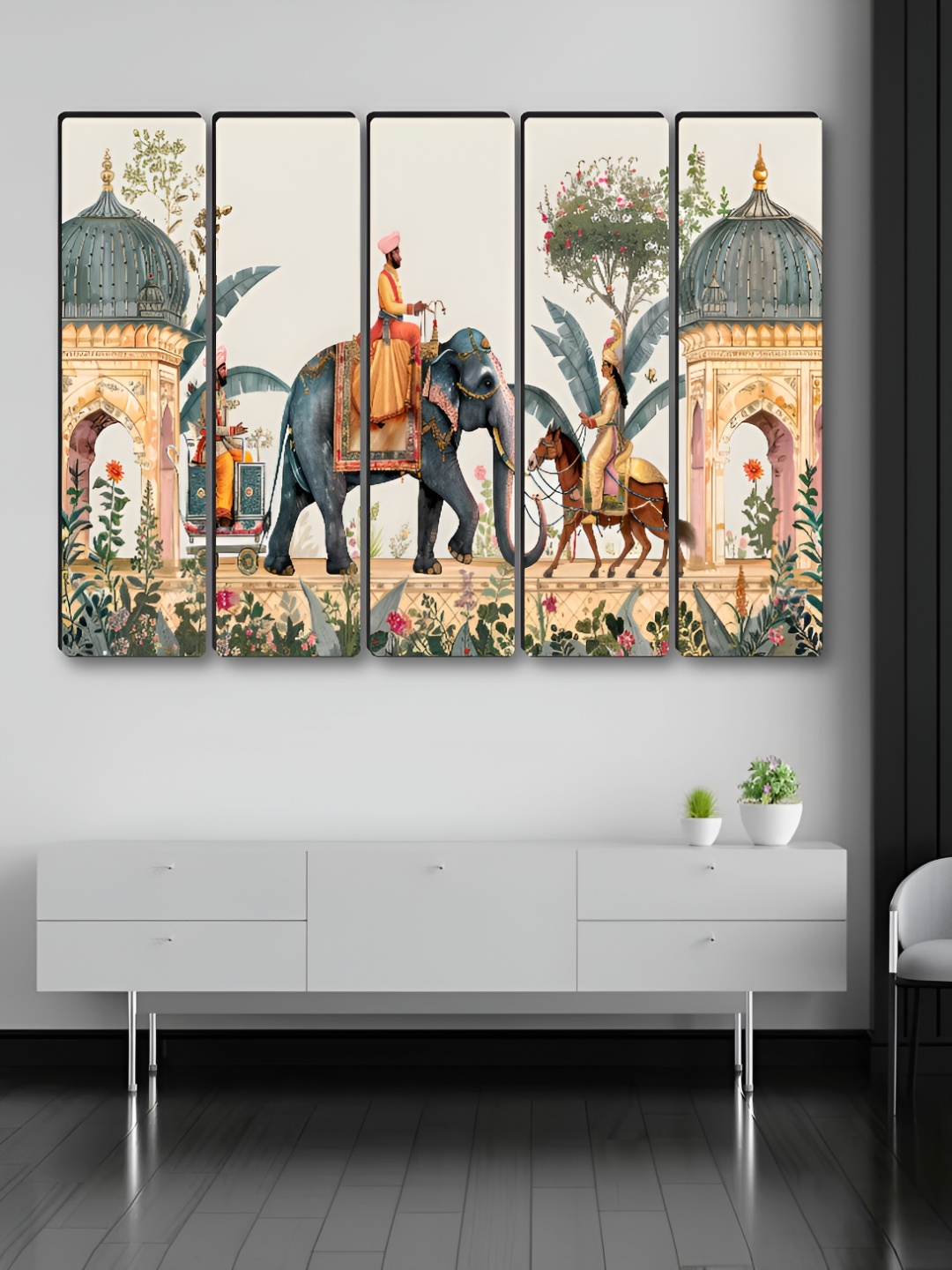 

Aura Grey & Red 5 Piece Synthetic Wood Religious Wall Paintings