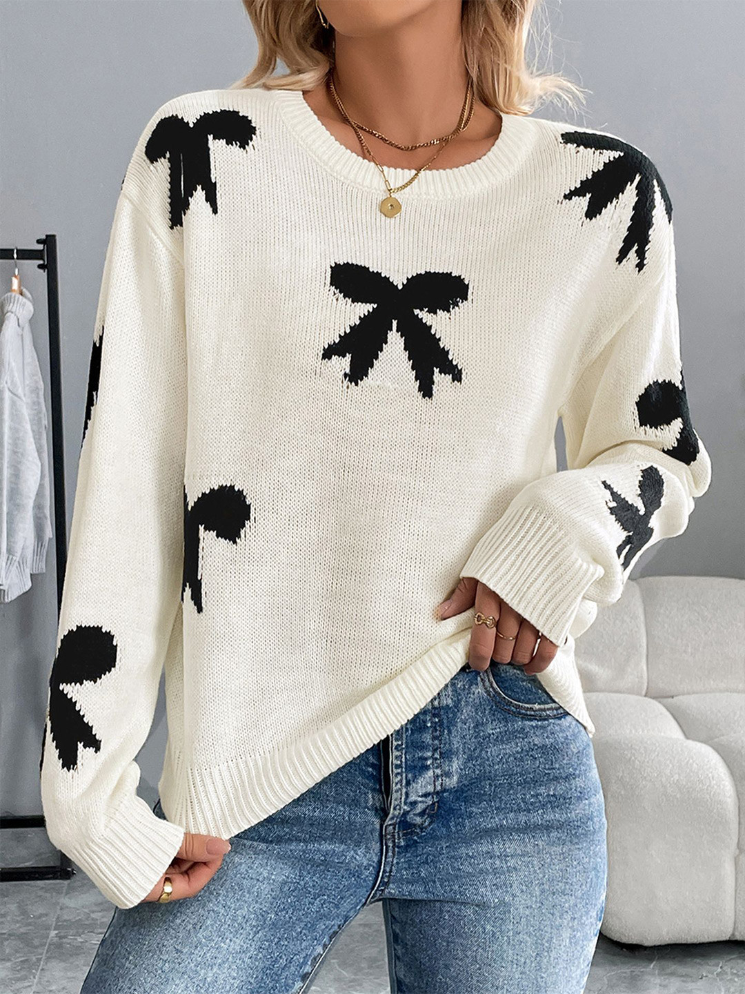 

StyleCast x Revolte Women Fair Isle Pullover, Cream