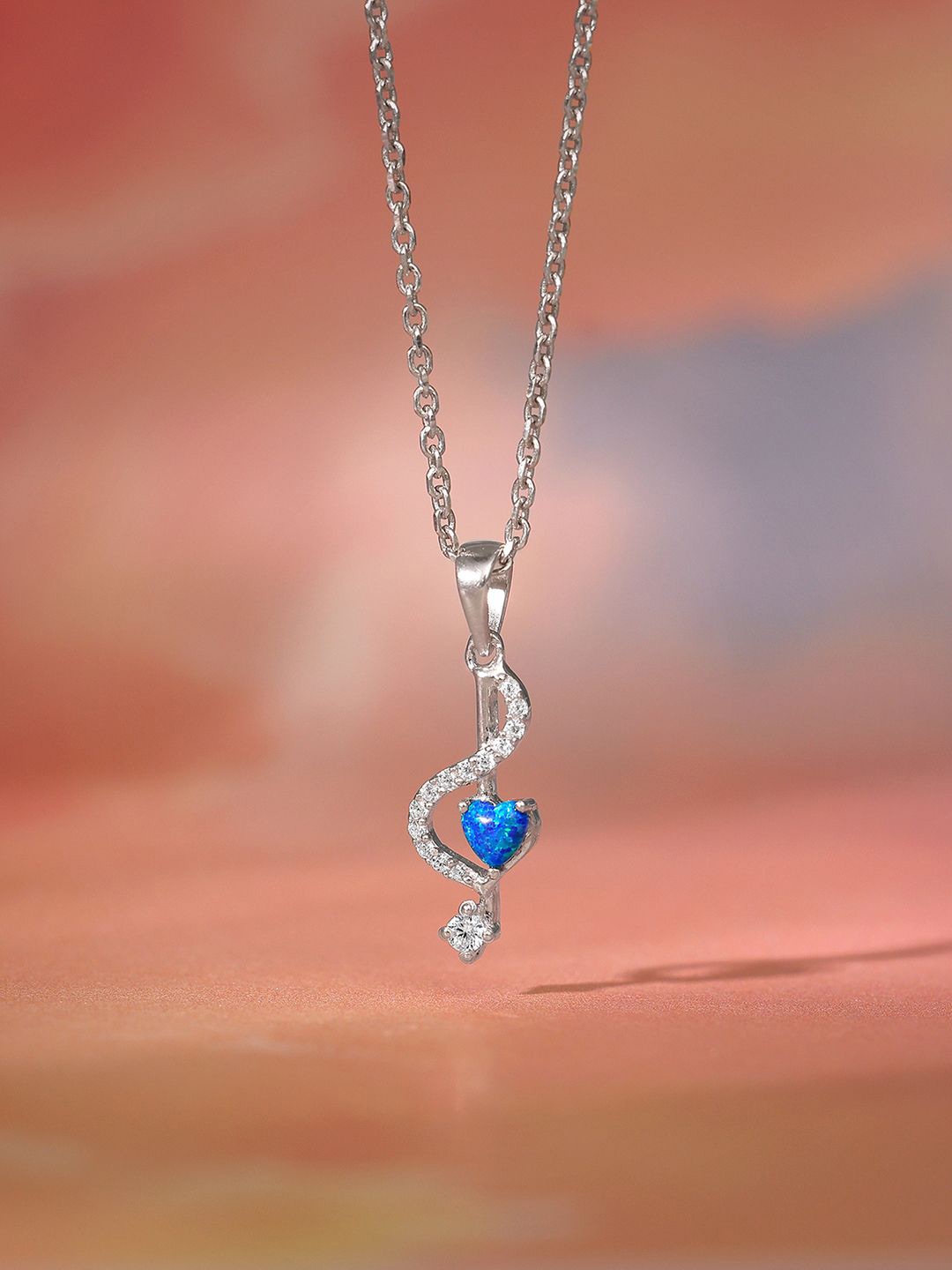

GIVA Rhodium-Plated Contemporary Pendants with Chains, Silver