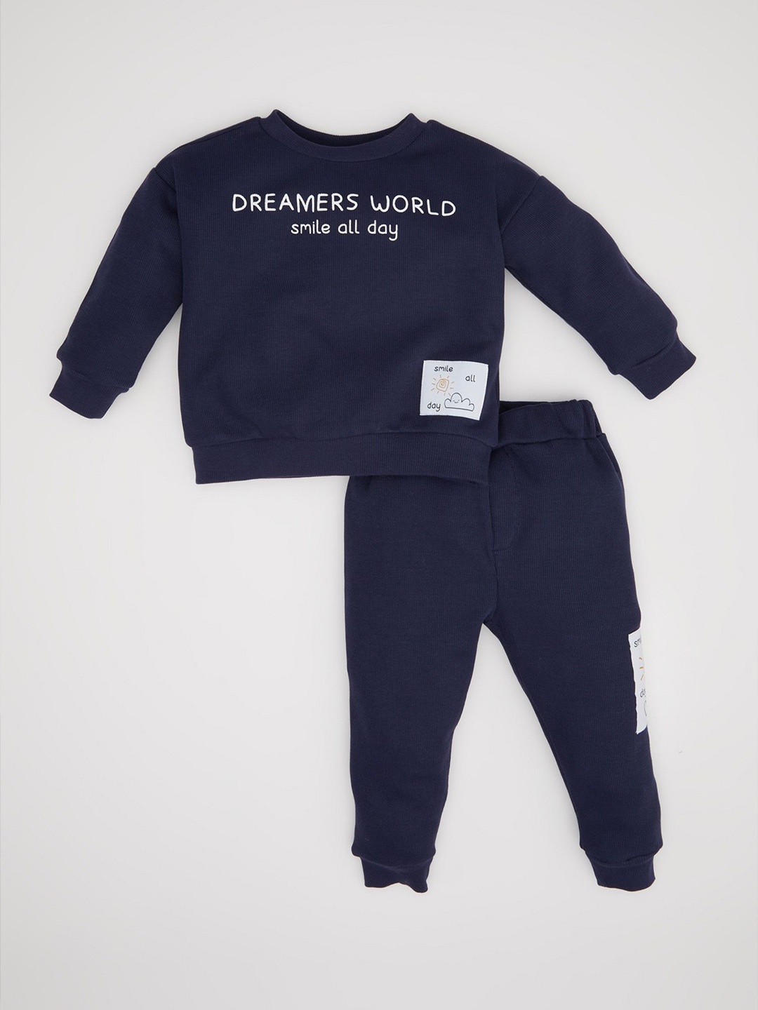 

DeFacto Boys Printed Pure Cotton Sweatshirt With Joggers, Navy blue