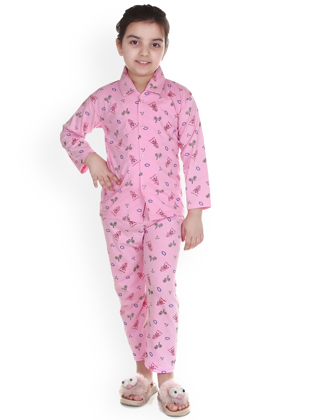 

MMShopy Kids Graphic Printed Night suit, Pink