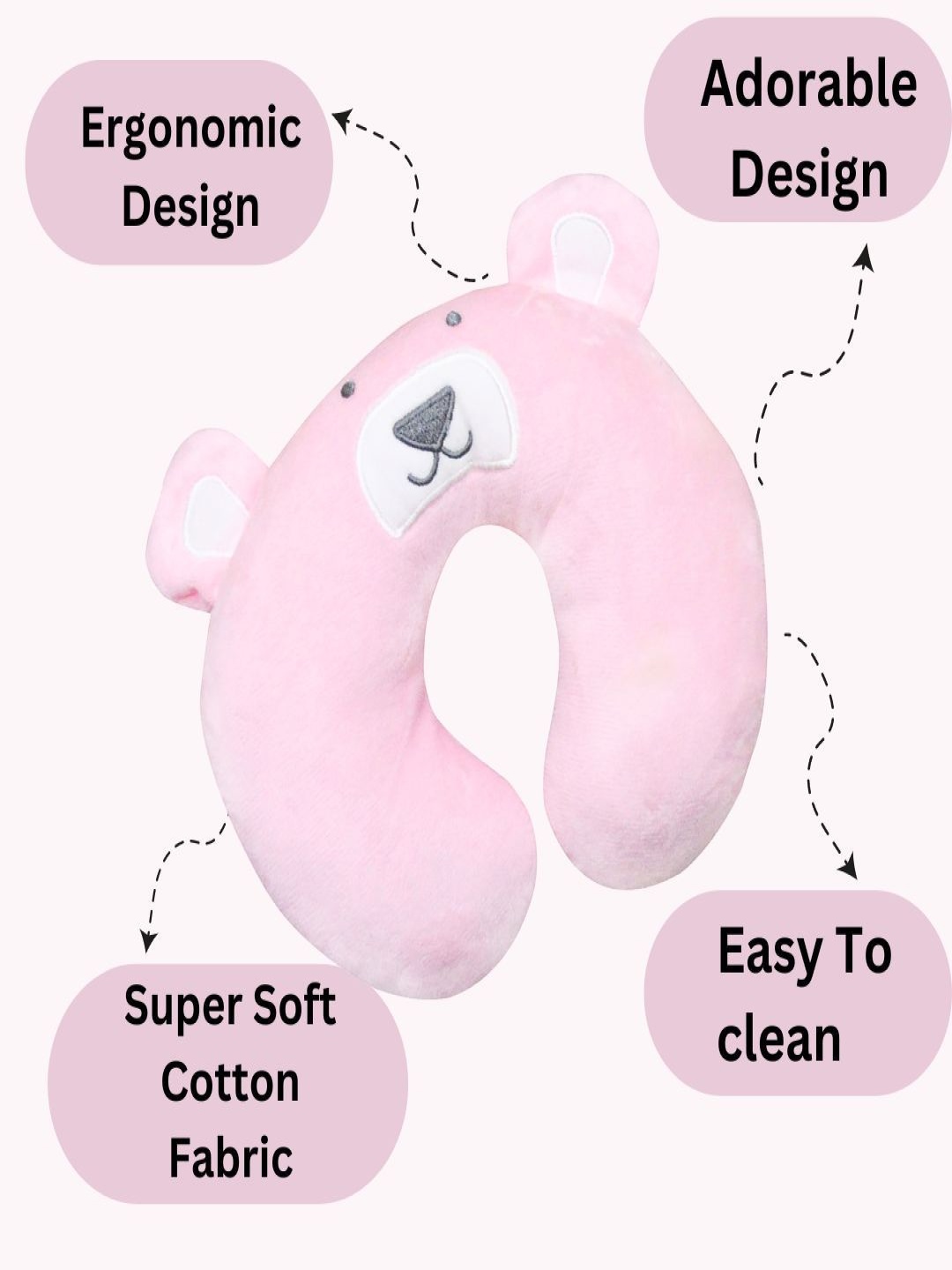 

BAESD Infants Cotton Teddy Neck Support Baby Pillow, Pink