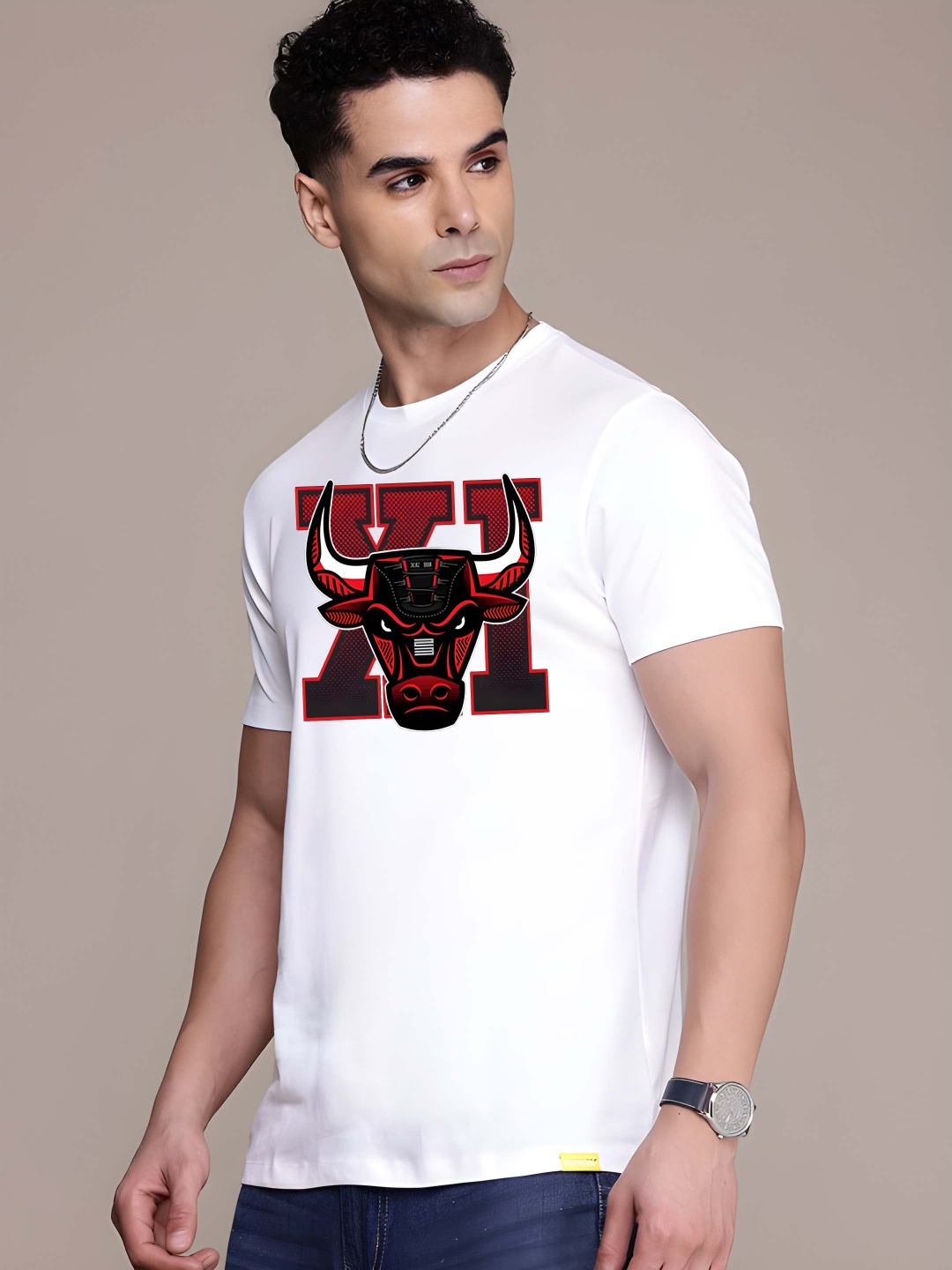 

BOWLIFESTYLE Men Pure Cotton T-shirt, White