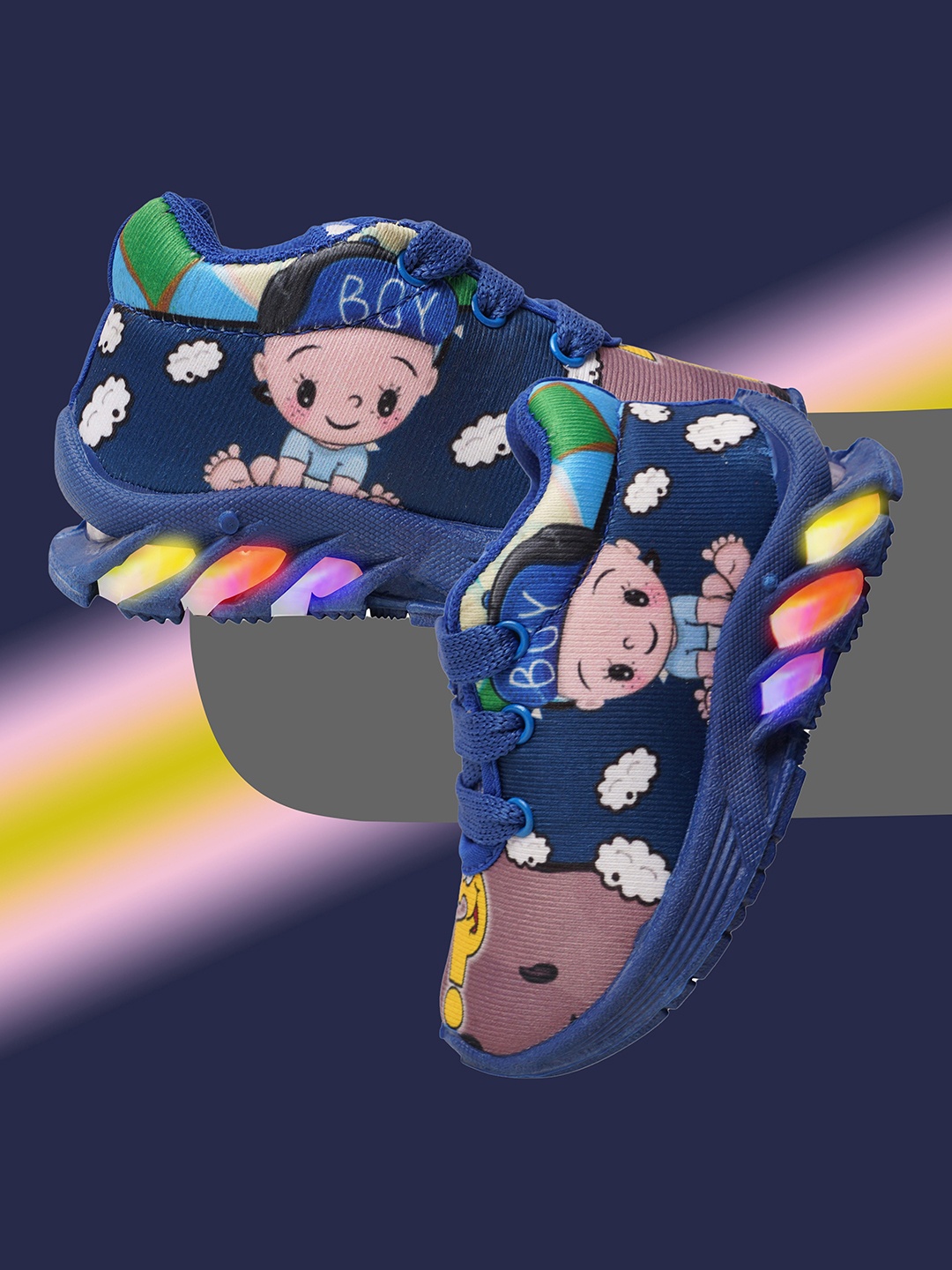 

BUNNIES Kids Woven Design High-Top Sneakers, Blue