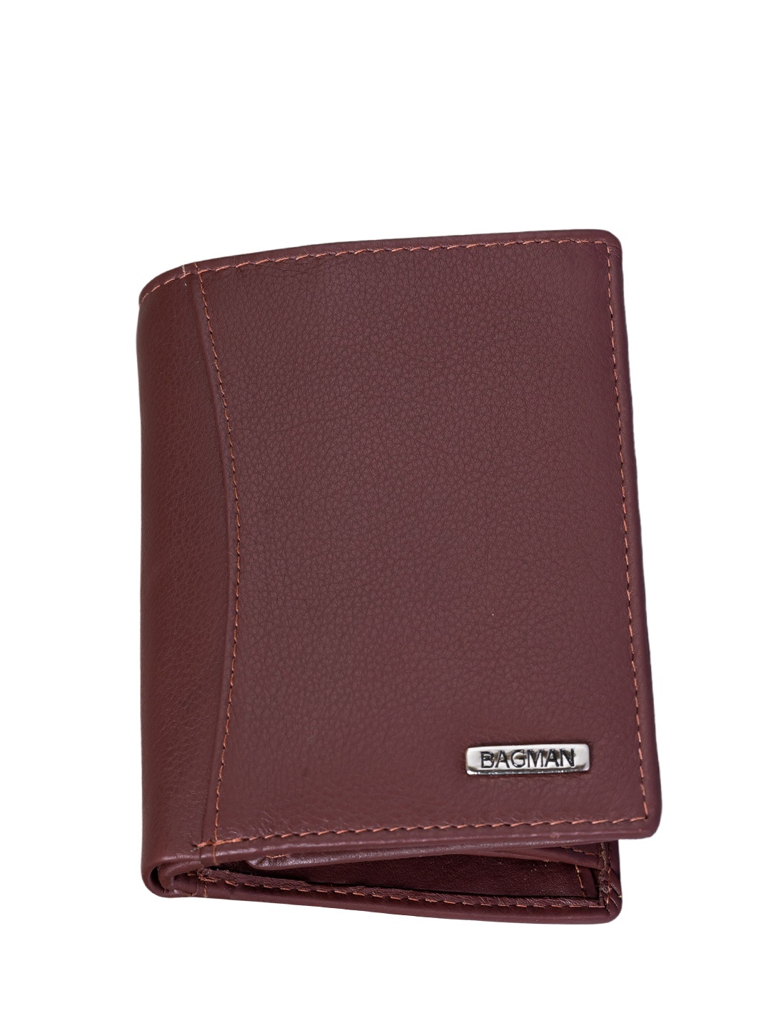 

BAGMAN Men Leather Two Fold Wallet, Maroon