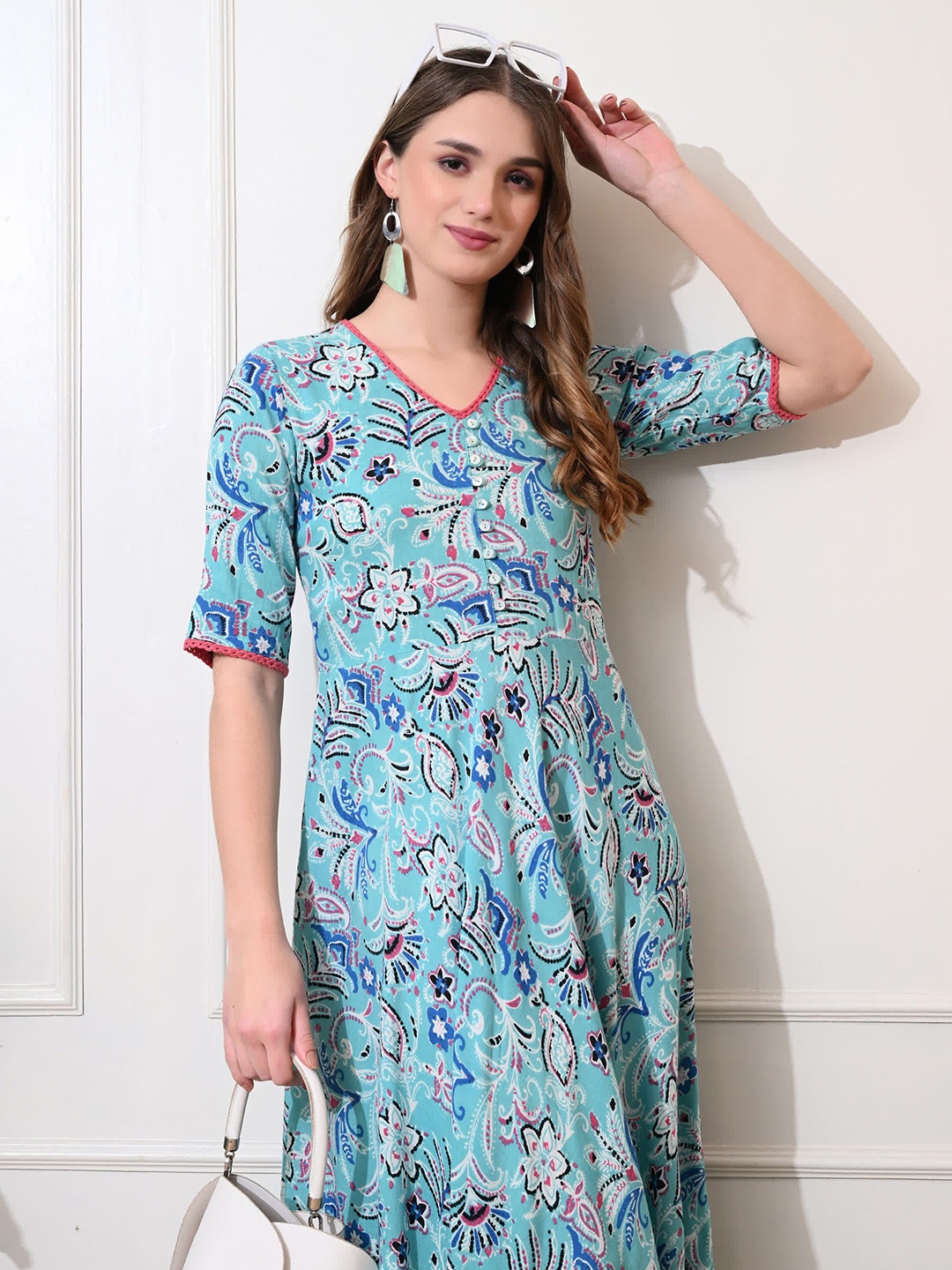 

DECKEDUP Women Fit & Flare Maxi Dress, Blue
