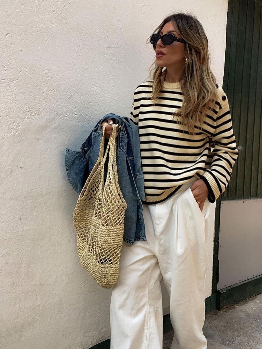 

StyleCast x Revolte Women Striped Pullover, Beige