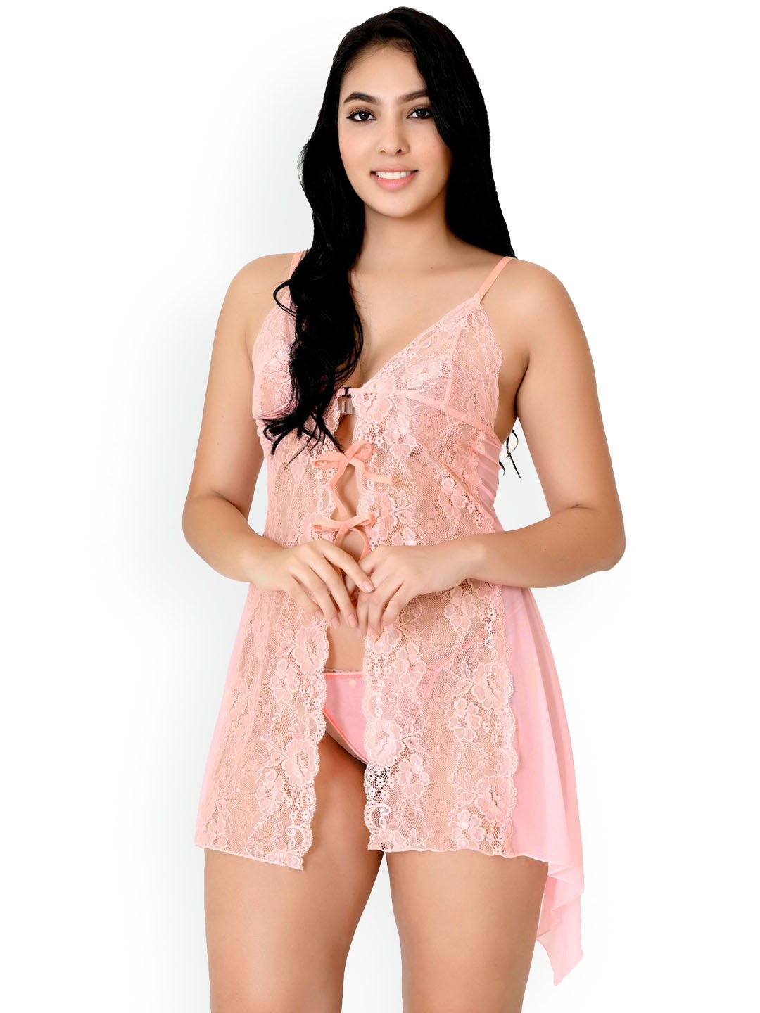 

chia fashions Women Shoulder Straps Baby Doll, Pink