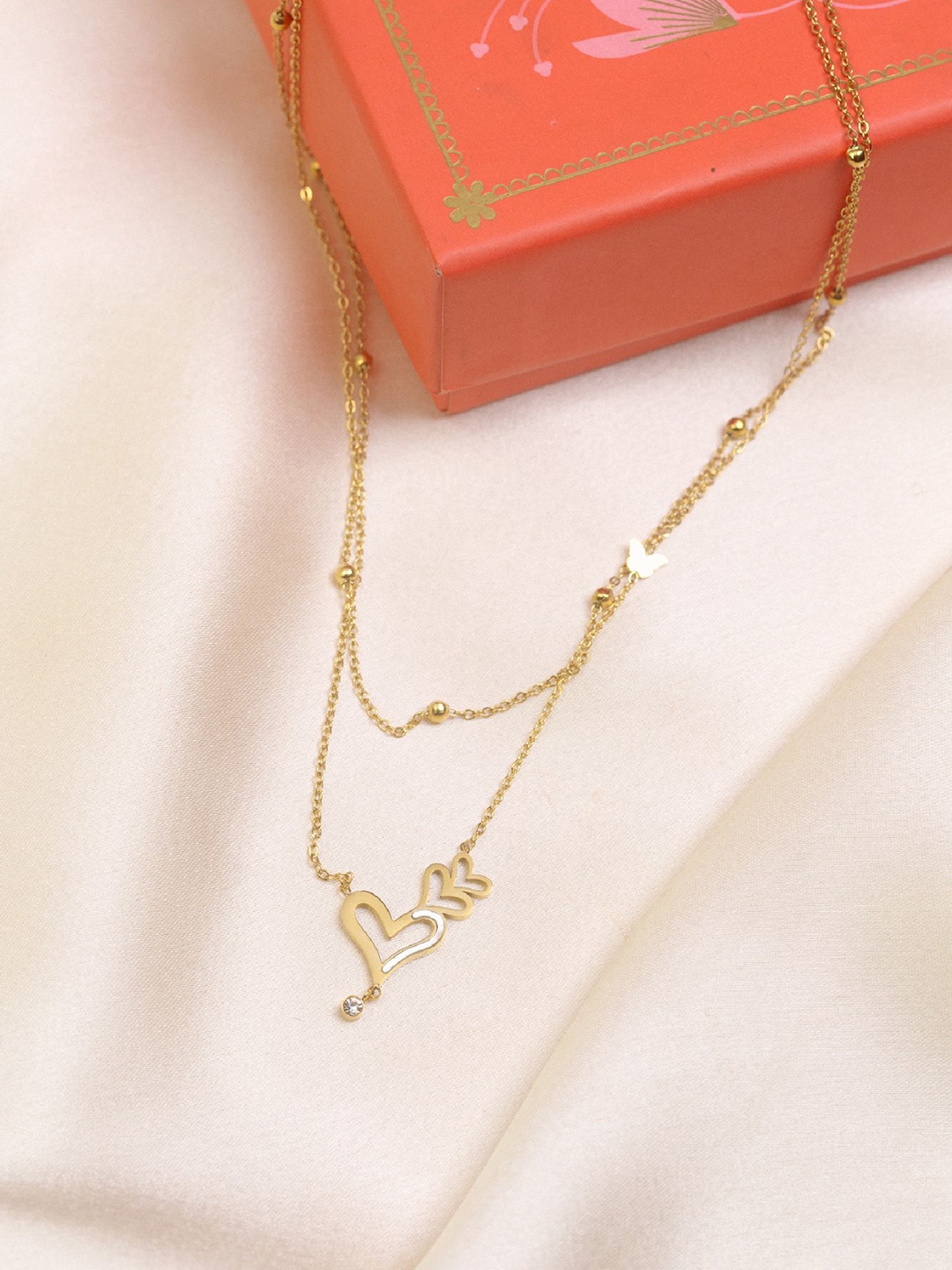 

ARTKLIM Gold-Plated Double Layered Heart Necklace