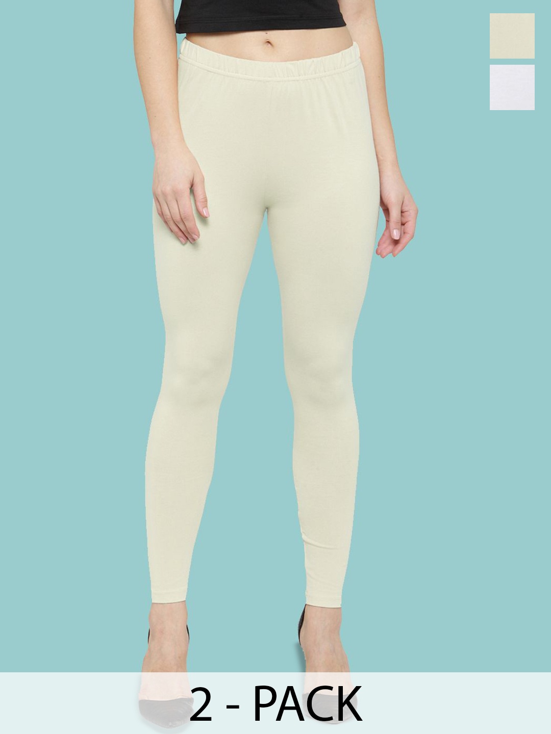 

Castle Lifestyle Pack Of 2 Relaxed Fit Ankle Length Leggings, White