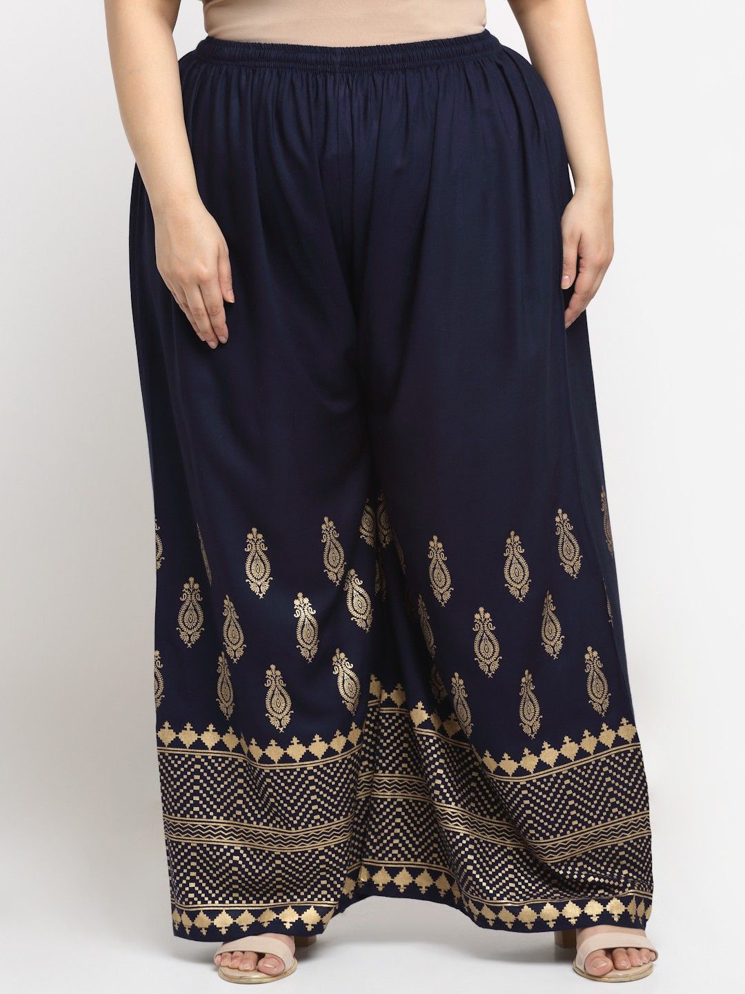 

STYLE PREZONE Women Printed Relaxed Trousers, Navy blue