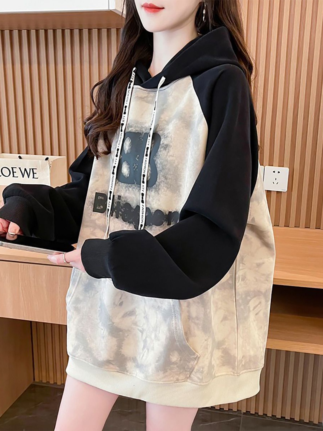 

StyleCast x Revolte Women Printed Hooded Sweatshirt, Black
