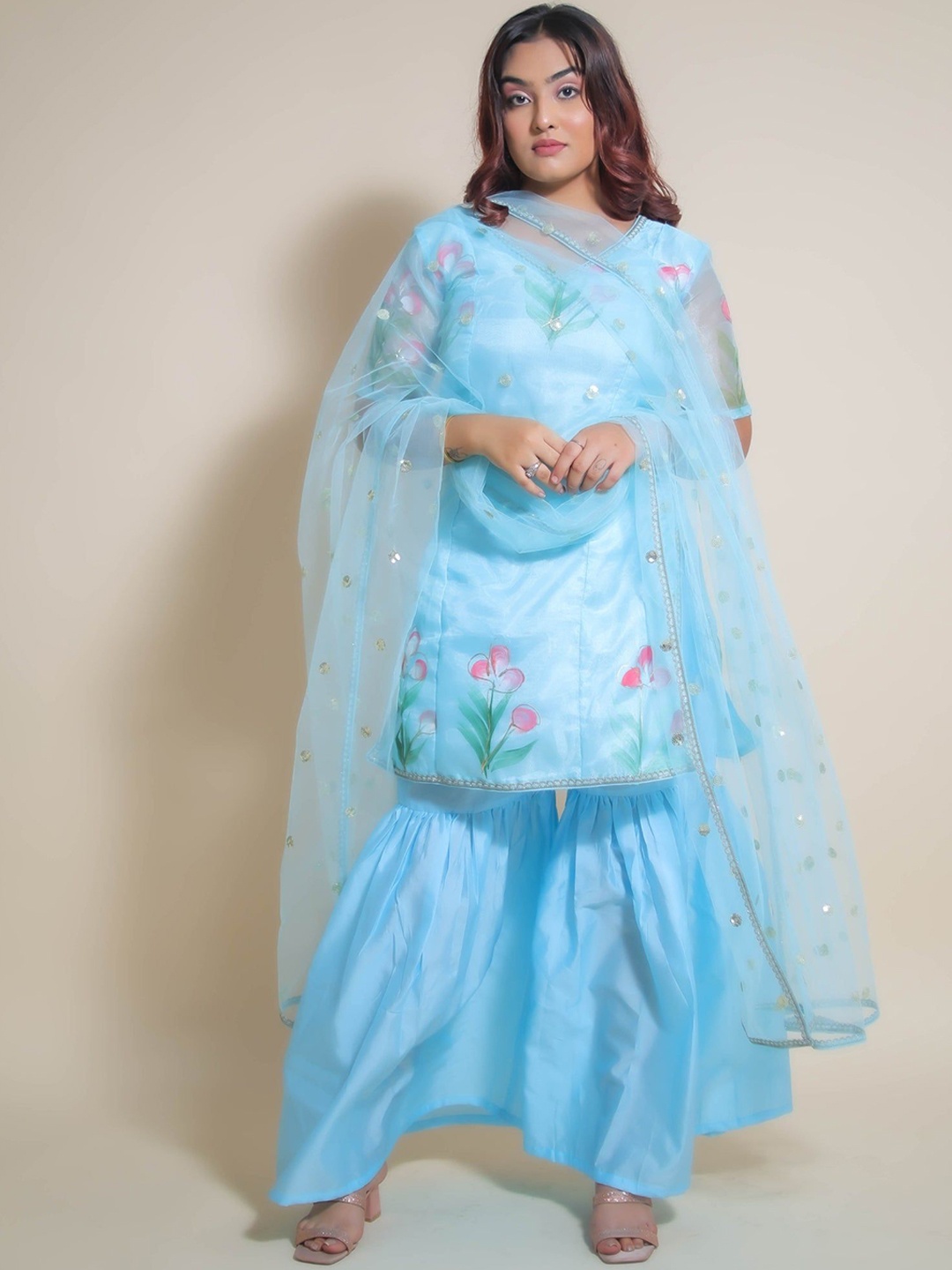 

KELLPAR Women Kurti with Sharara & With Dupatta, Blue