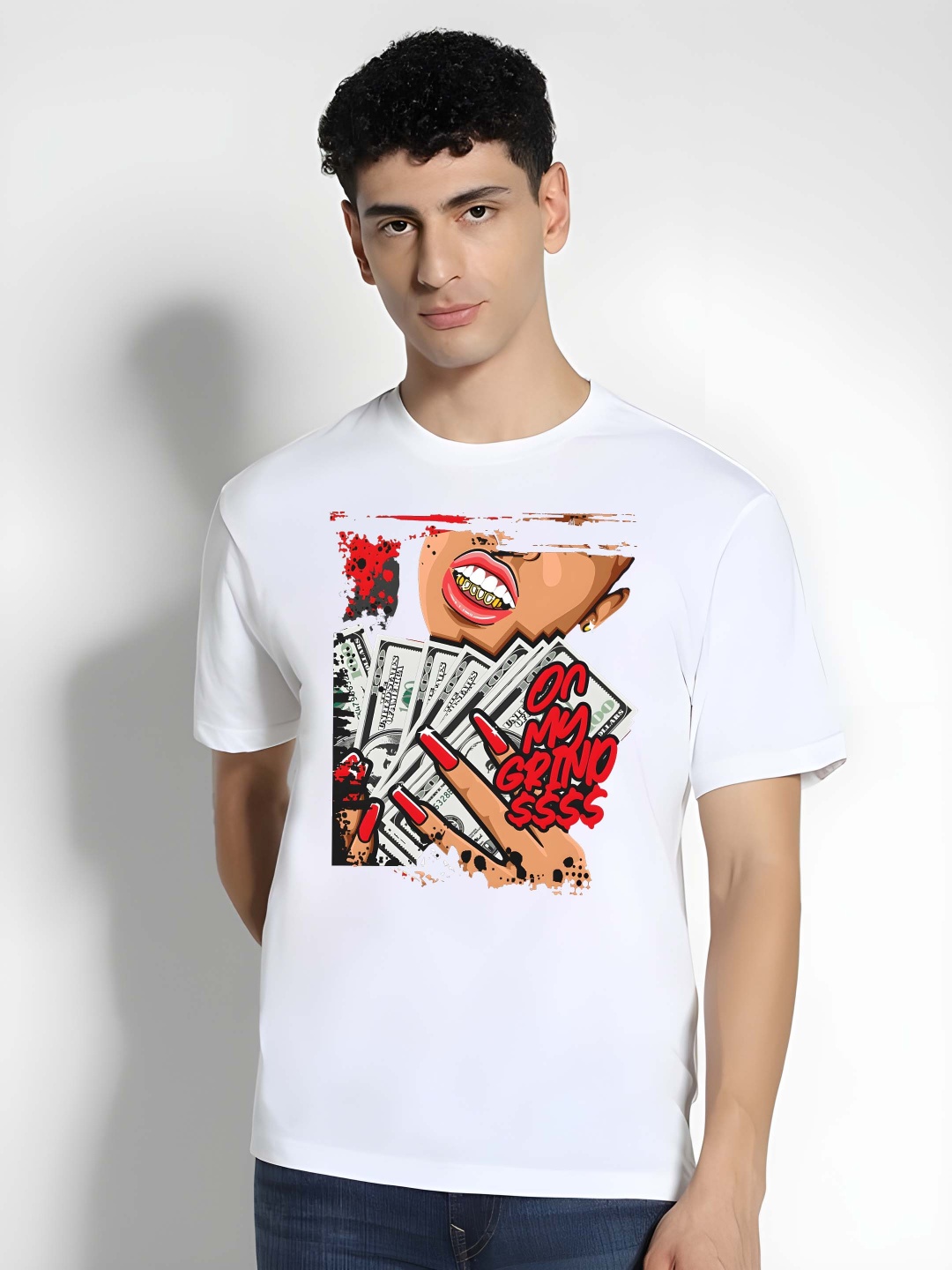 

Krimmple Men Pure Cotton T-shirt, White