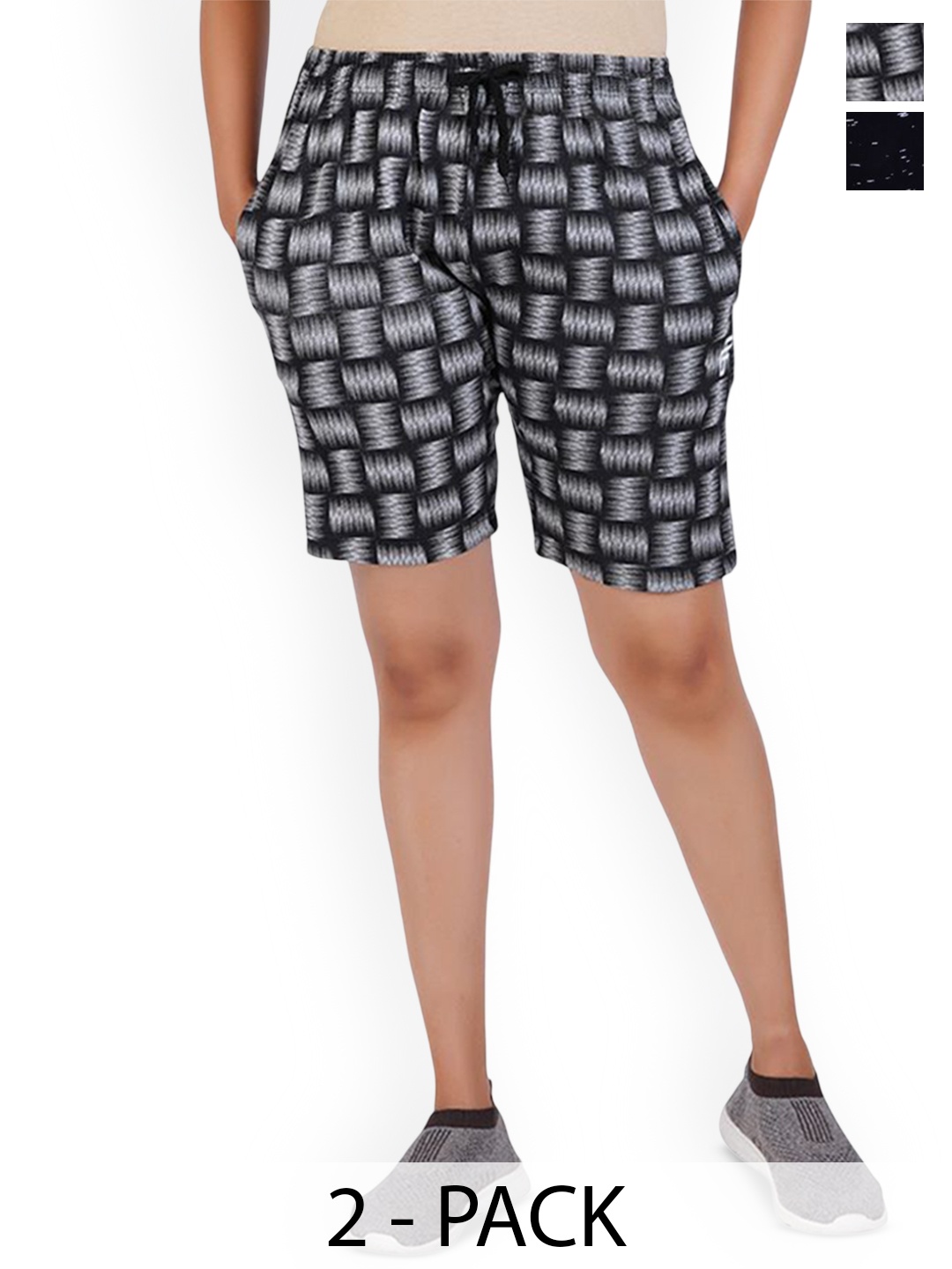 

FEEL TRACK Women Printed Shorts, Grey