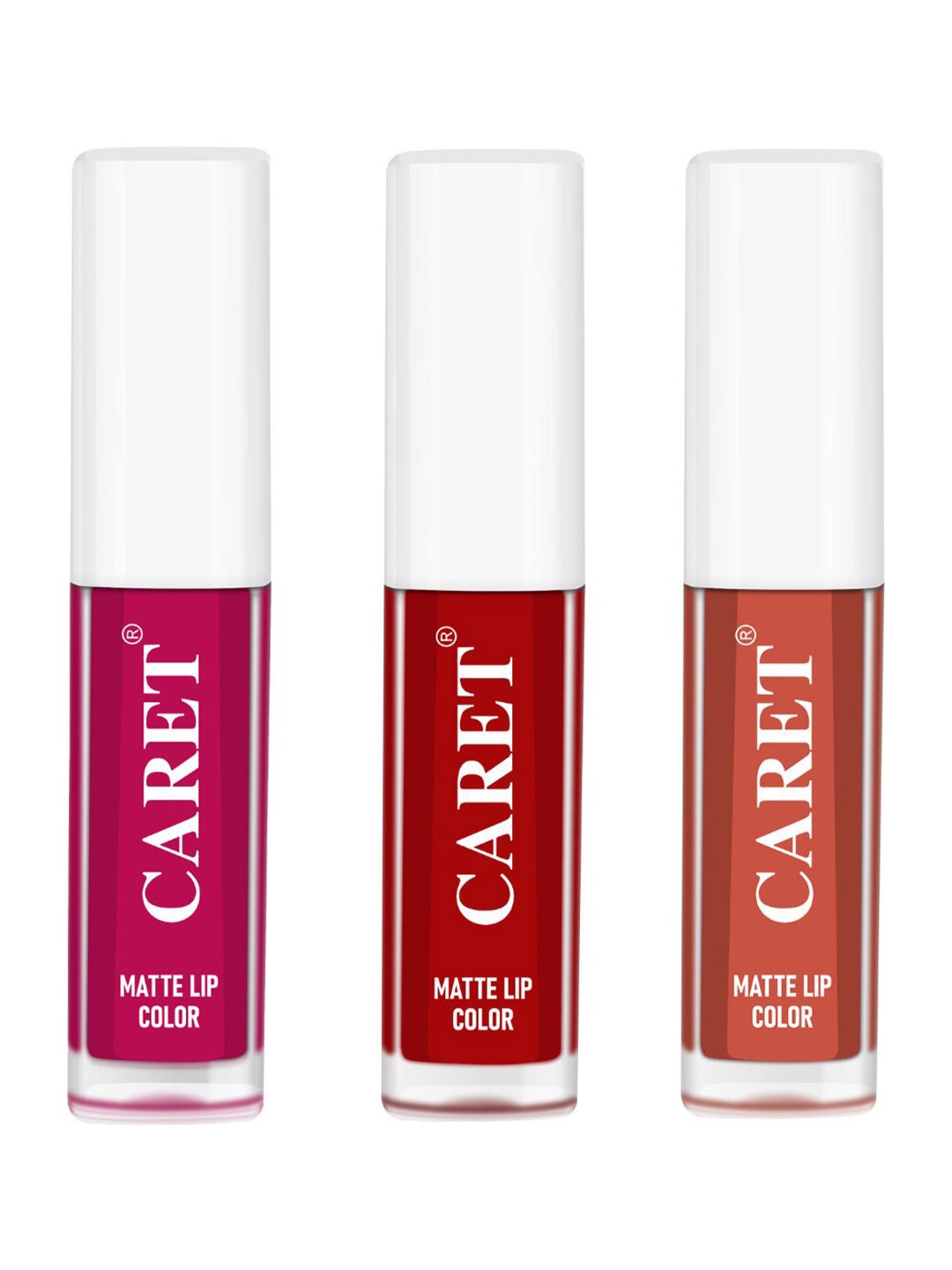 

CARET ORGANIC Set Of 3 Super-Pigmented Liquid Matte Lipsticks - 6 ml -5-3-6, Red