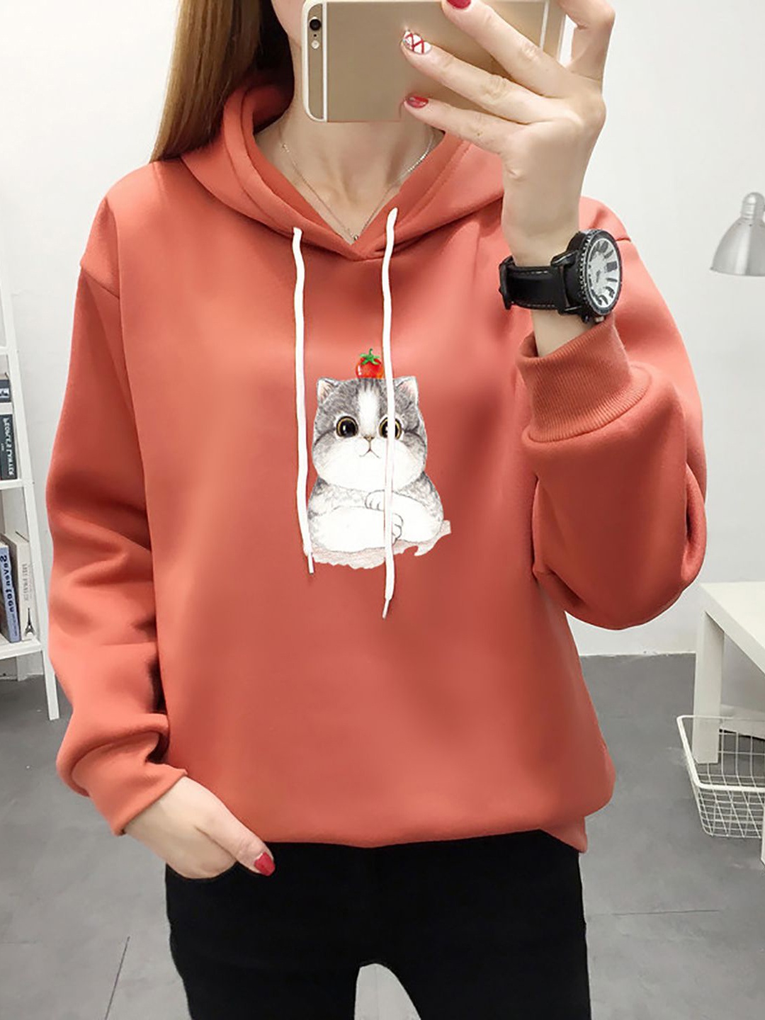 

StyleCast x Revolte Women Hooded Sweatshirt, Orange