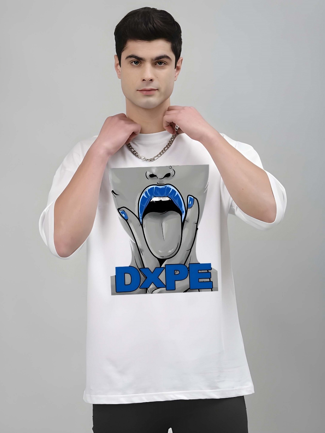 

Krimmple Men Drop-Shoulder Sleeves Pure Cotton T-shirt, White