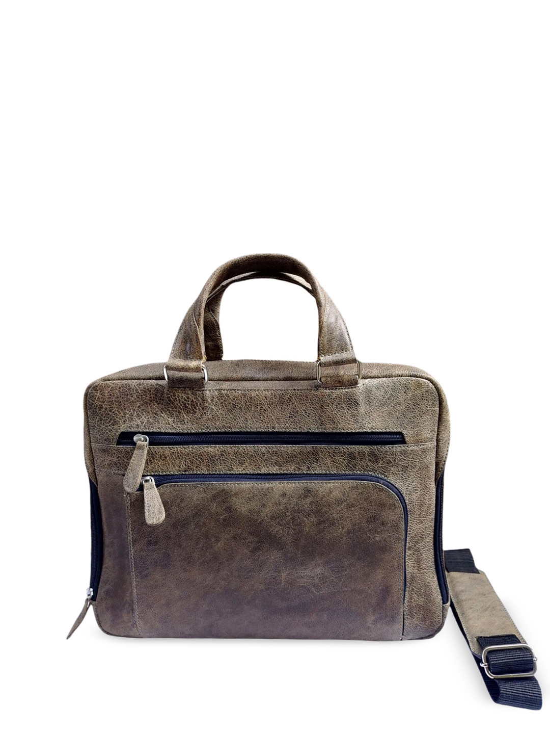 

PERKED Unisex Textured Structured Leather Handheld Bag, Brown