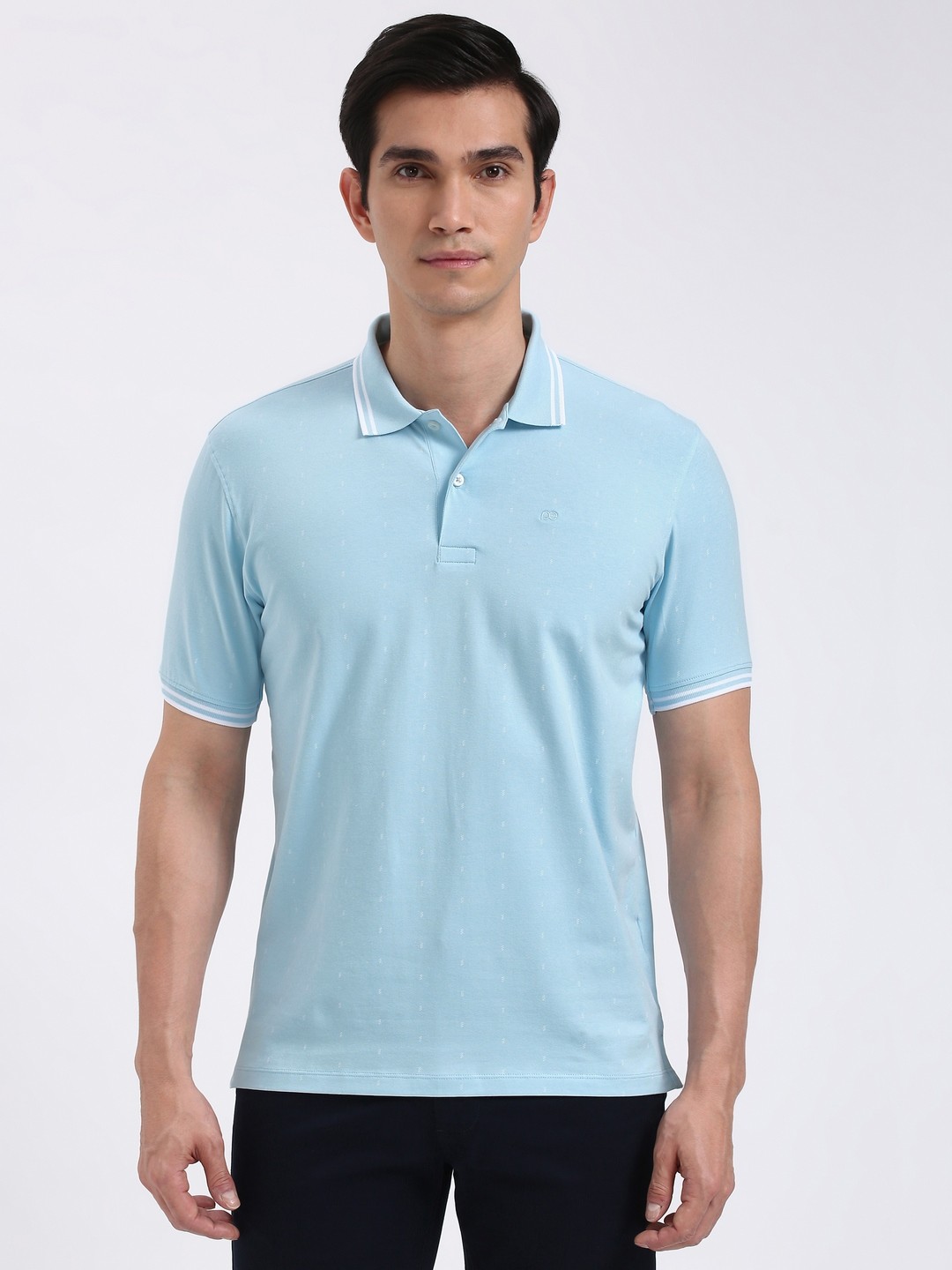 

Peter England Men Solid Polo Collar Cotton T-shirt, Blue