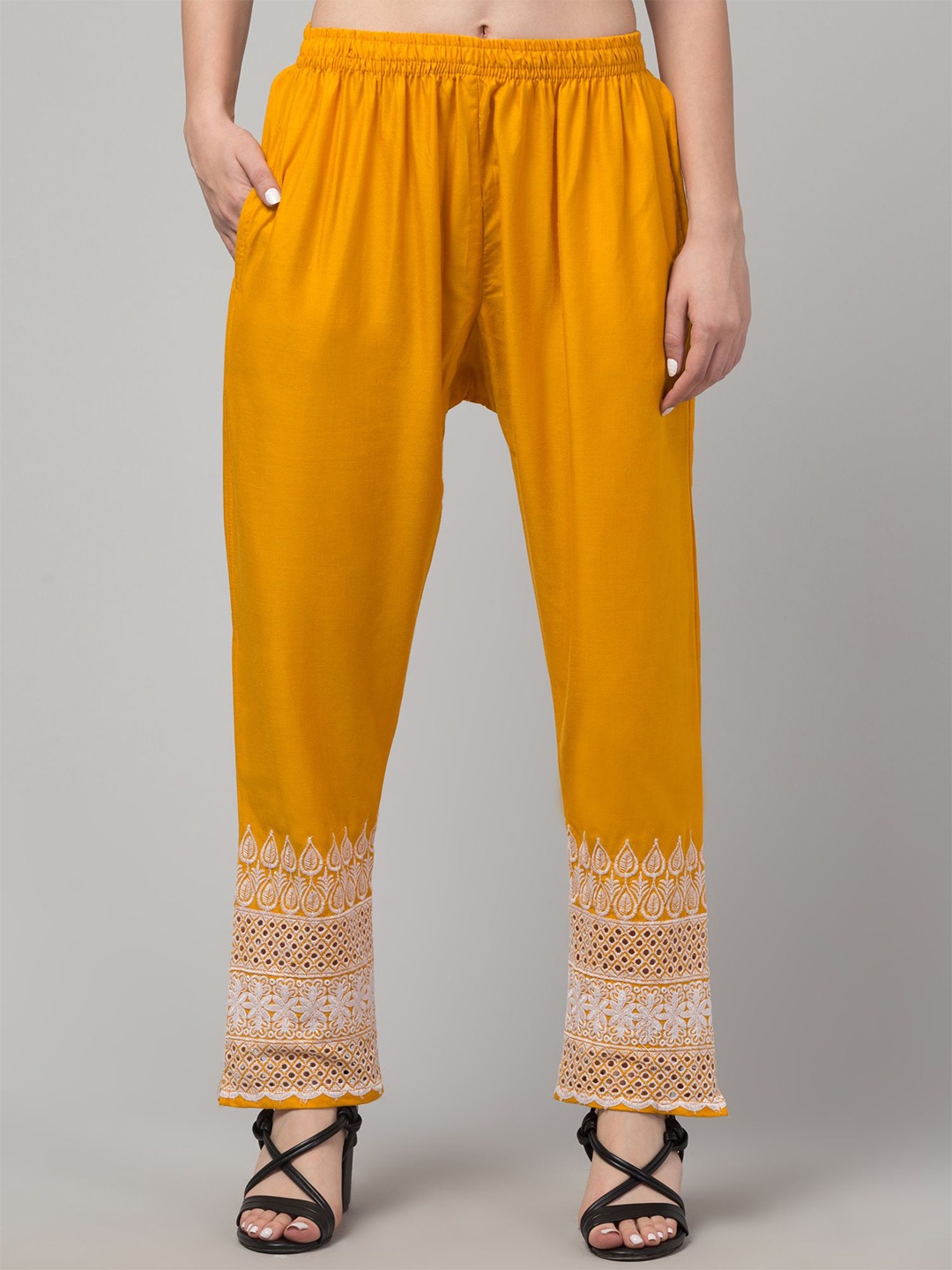 

FAMBEE Women Flared Palazzos, Yellow